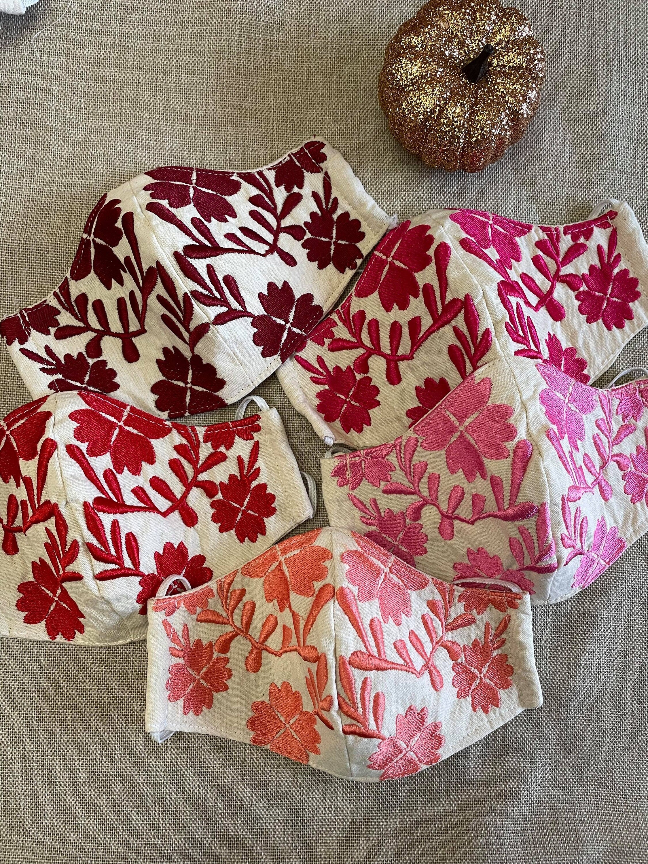 Image of Mexican Floral Embroidered Face Masks - Handmade Face Masks
