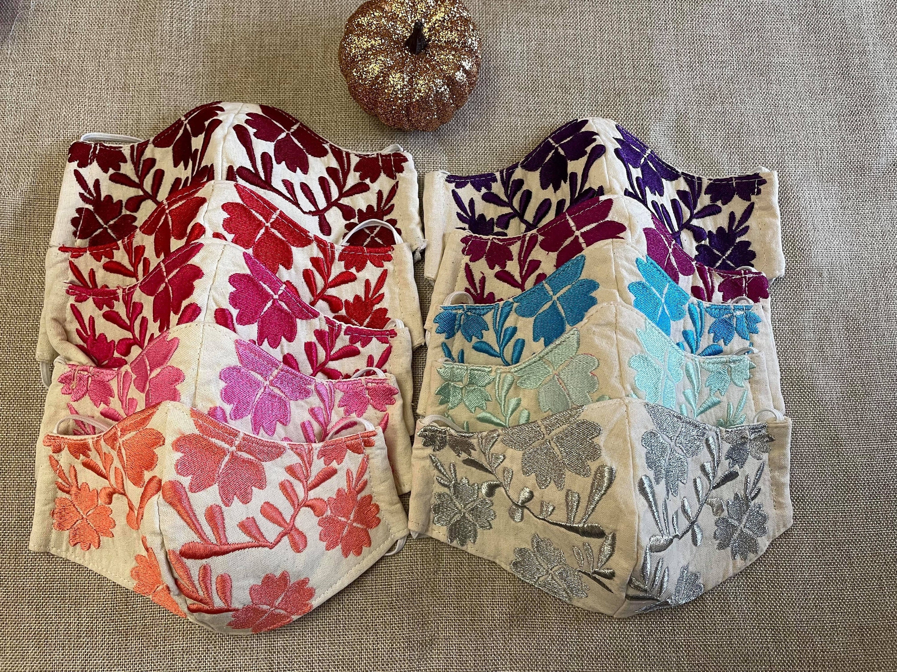 Image of Mexican Floral Embroidered Face Masks - Handmade Face Masks