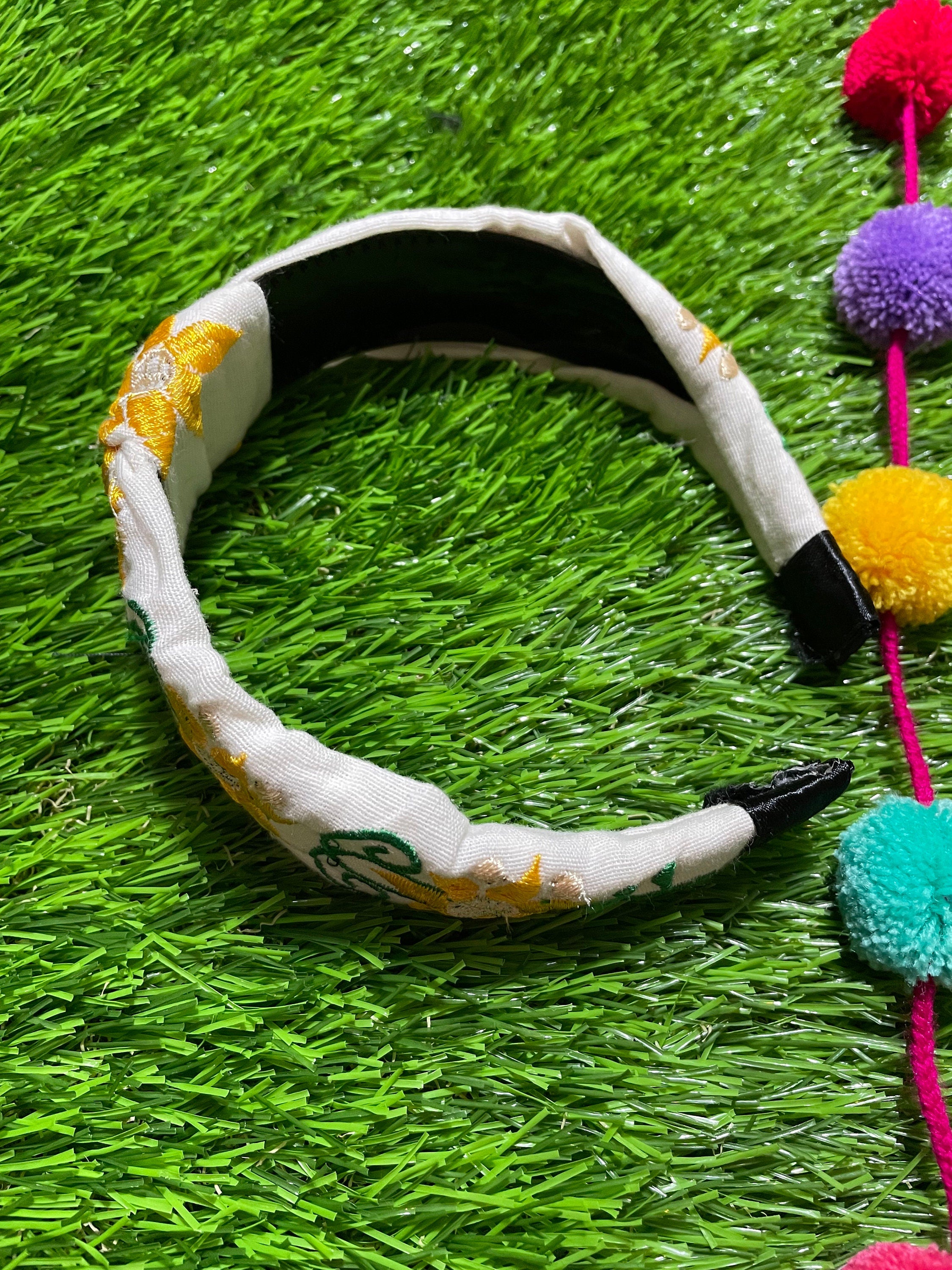 Image of Beautiful Embroidered Sunflower Floral Headbands - Handcrafted Headbands from Chiapas, Mexico - C