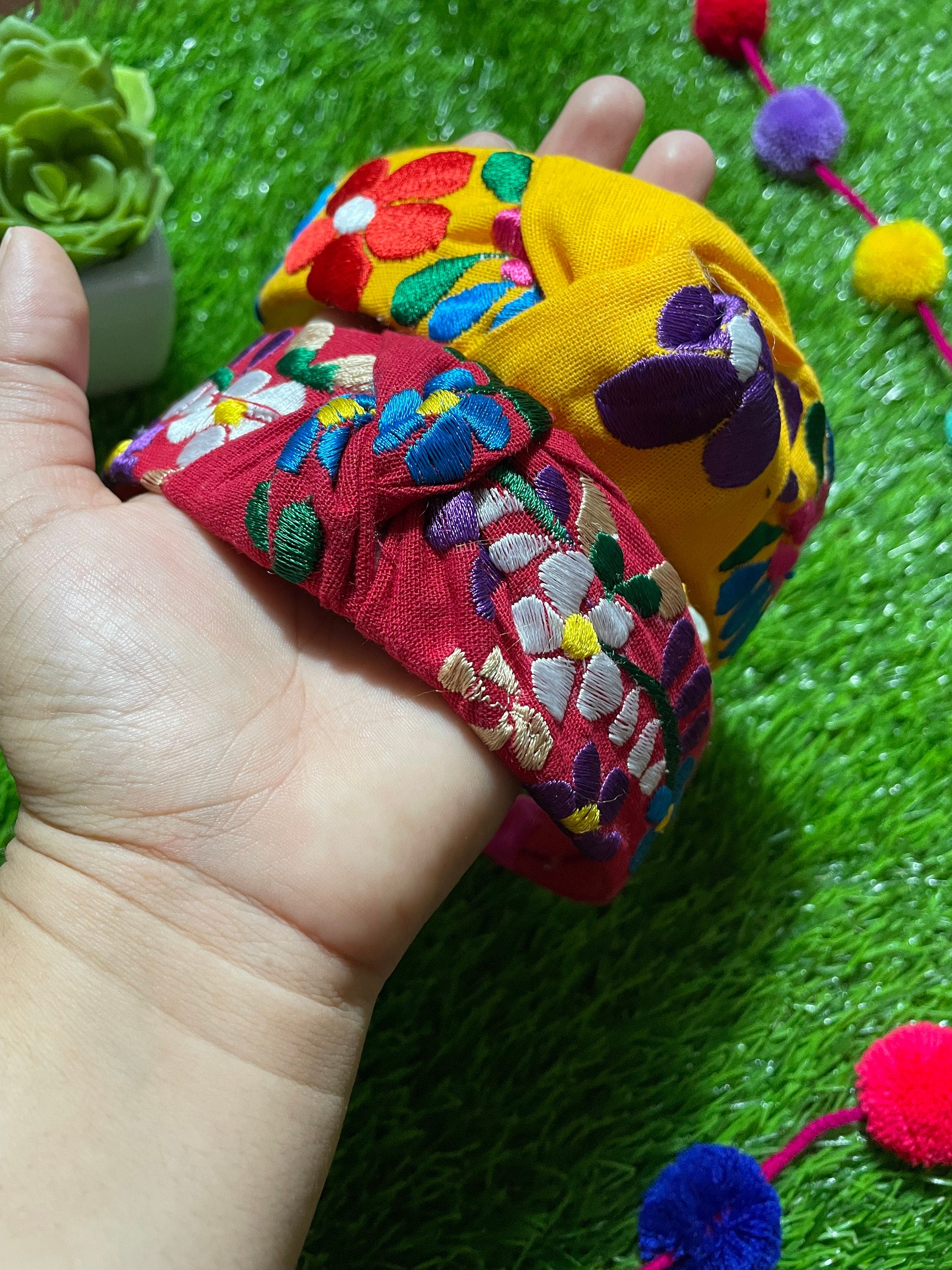 Image of Beautiful Handmade LARGE EMBROIDERY Mexican Headbands - Artisanal Embroidered Mexican Headband - D