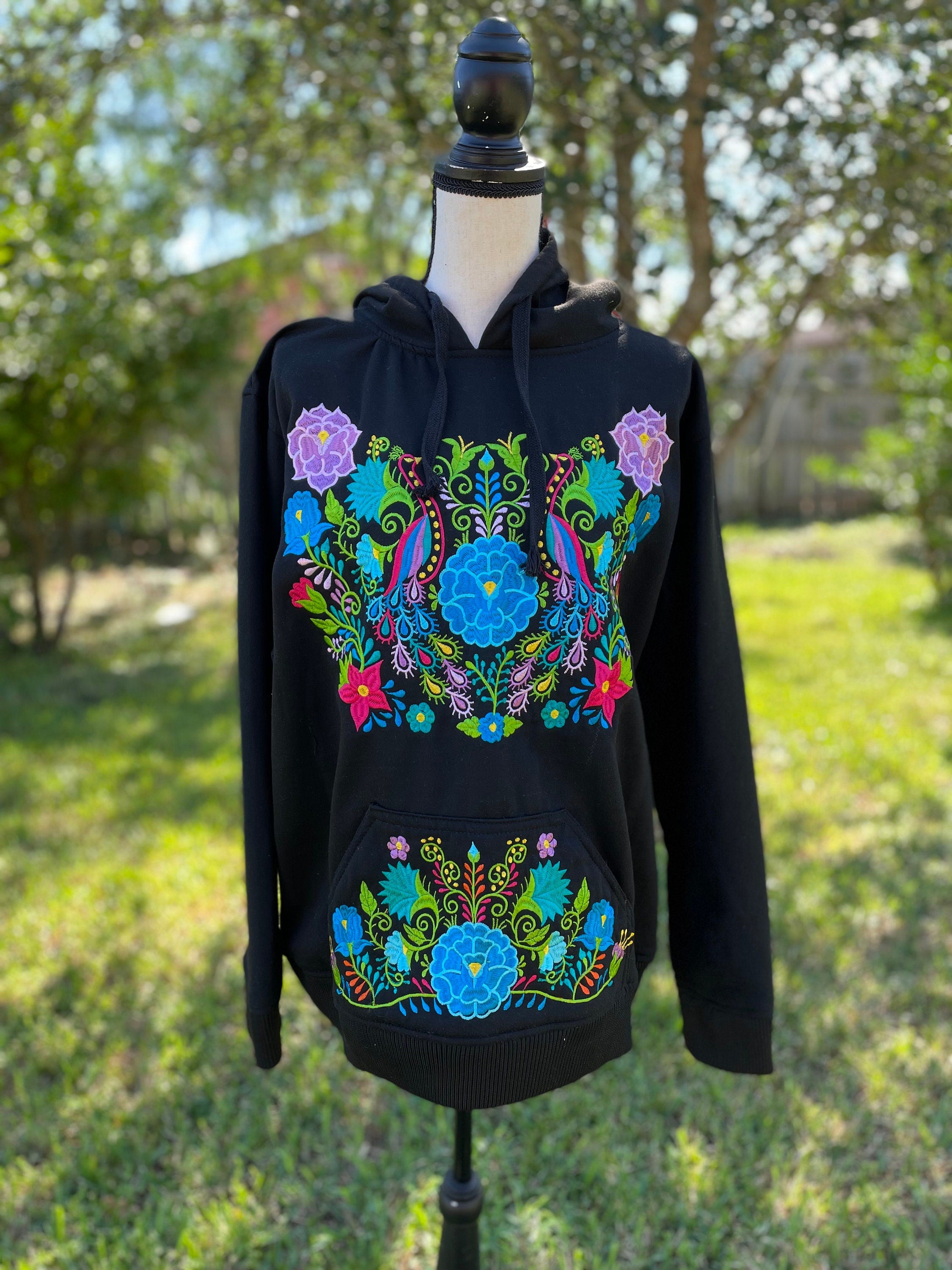 Image of 1X Mexican Embroidered Pullover Sweaters - Floral Embroidered Sweaters