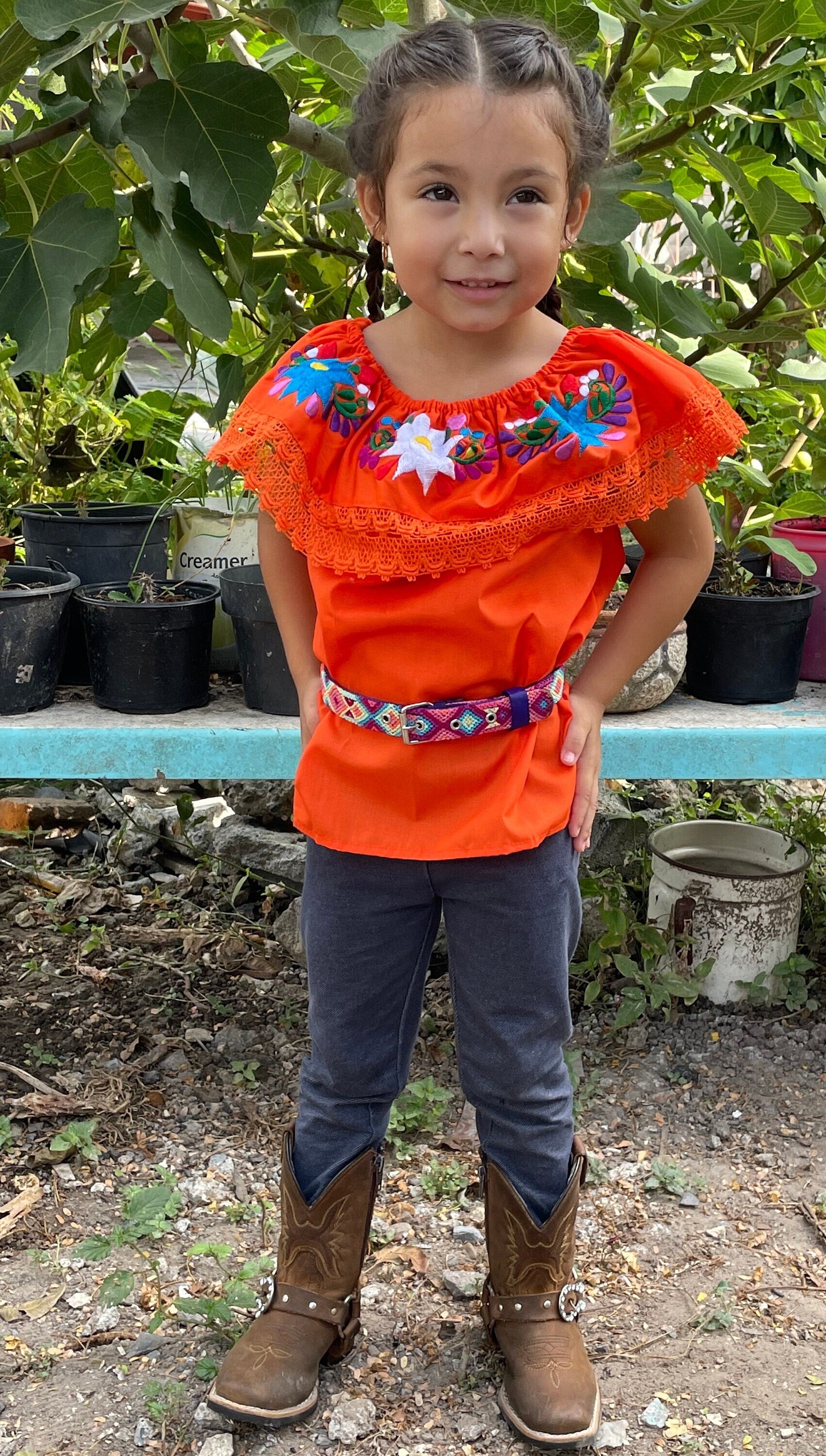 Authentic Girls Puebla Blouse - Kids Mexican Blouse - Artisanal Blouse