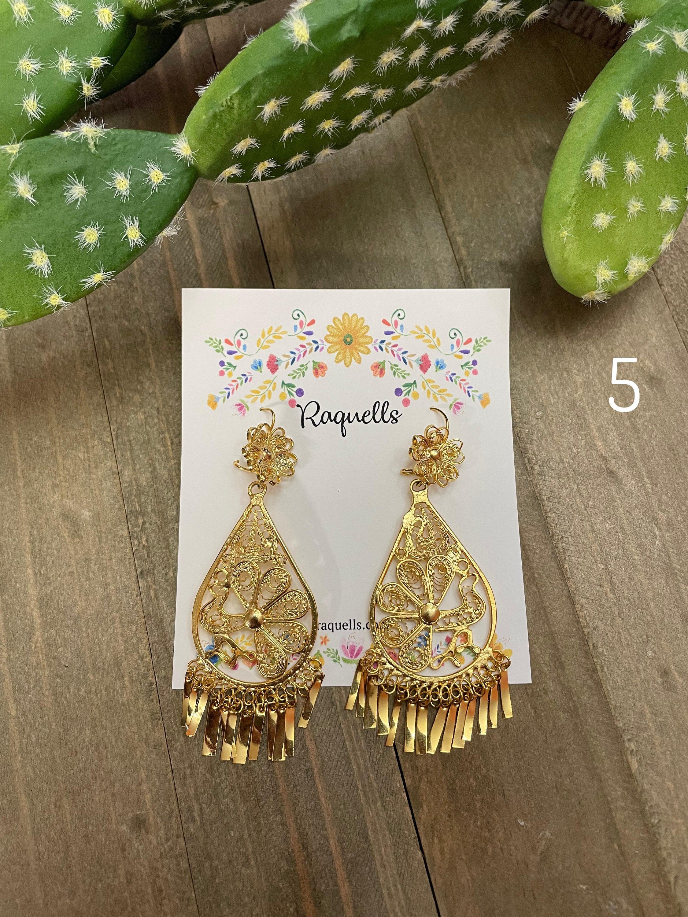 Image of Gorgeous & Elegant Mexican Artisanal Gold Plated Filigree Earrings - Beautifully made by our Oaxaca Artisan Partners