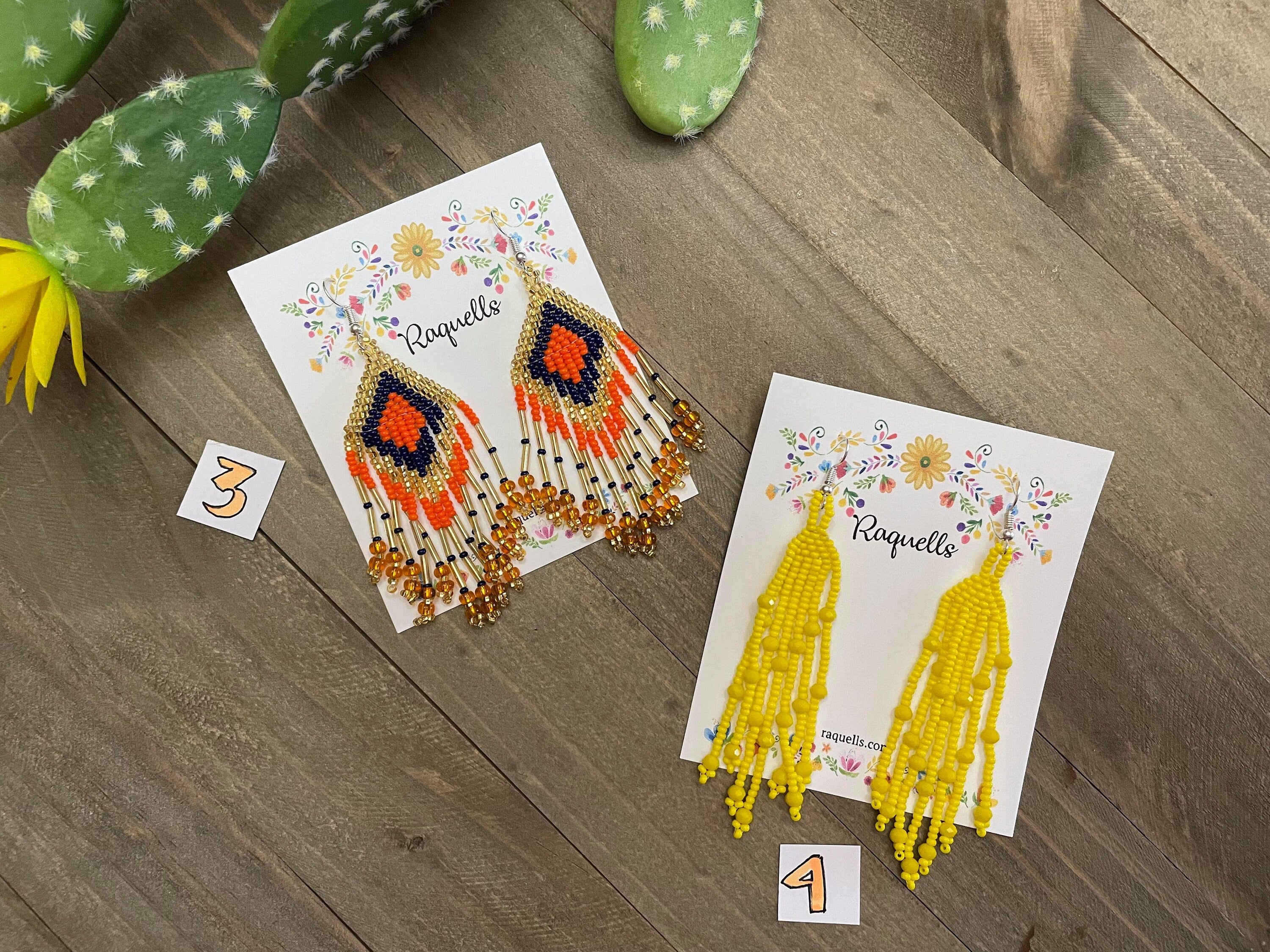 Image of Beautiful Hand Beaded Earrings - Chiapas, Mexico - Artisanal Earrings