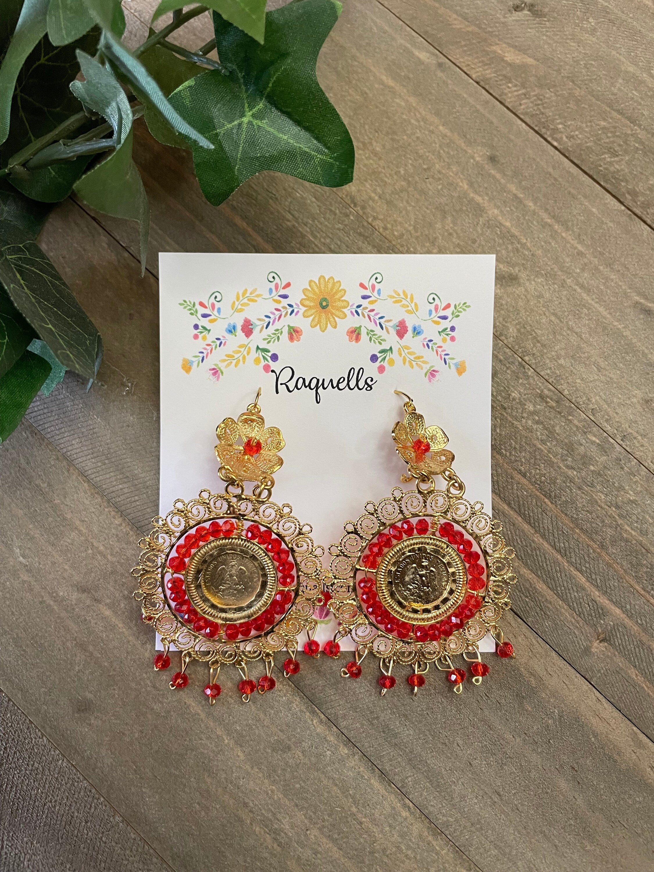 Image of Gorgeous and Elegant Mexican Artisanal Gold Plated Filigree Earrings - Beautiful Folkloric Earrings made by our Oaxaca Artisan Partners