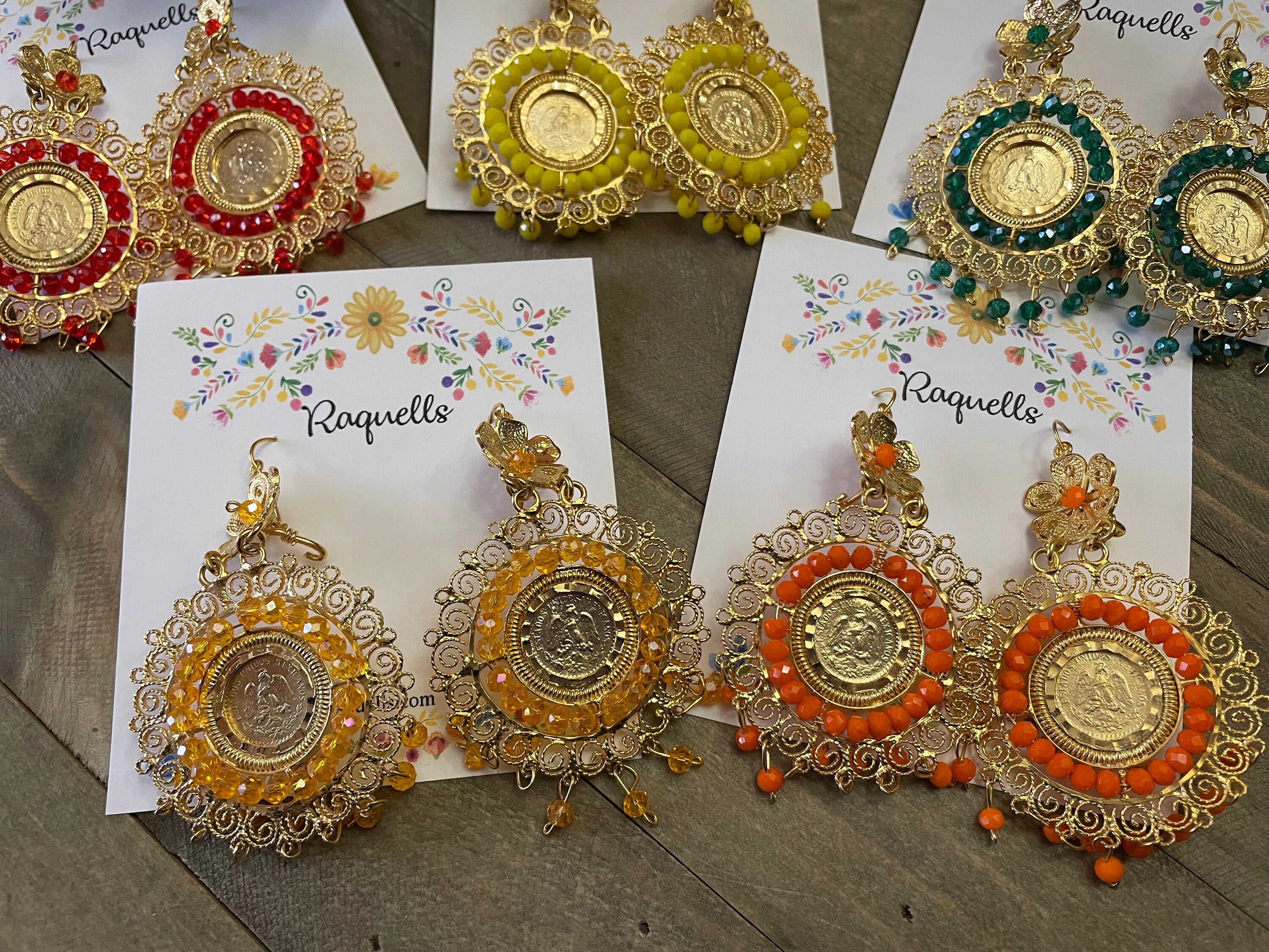 Image of Gorgeous and Elegant Mexican Artisanal Gold Plated Filigree Earrings - Beautiful Folkloric Earrings made by our Oaxaca Artisan Partners