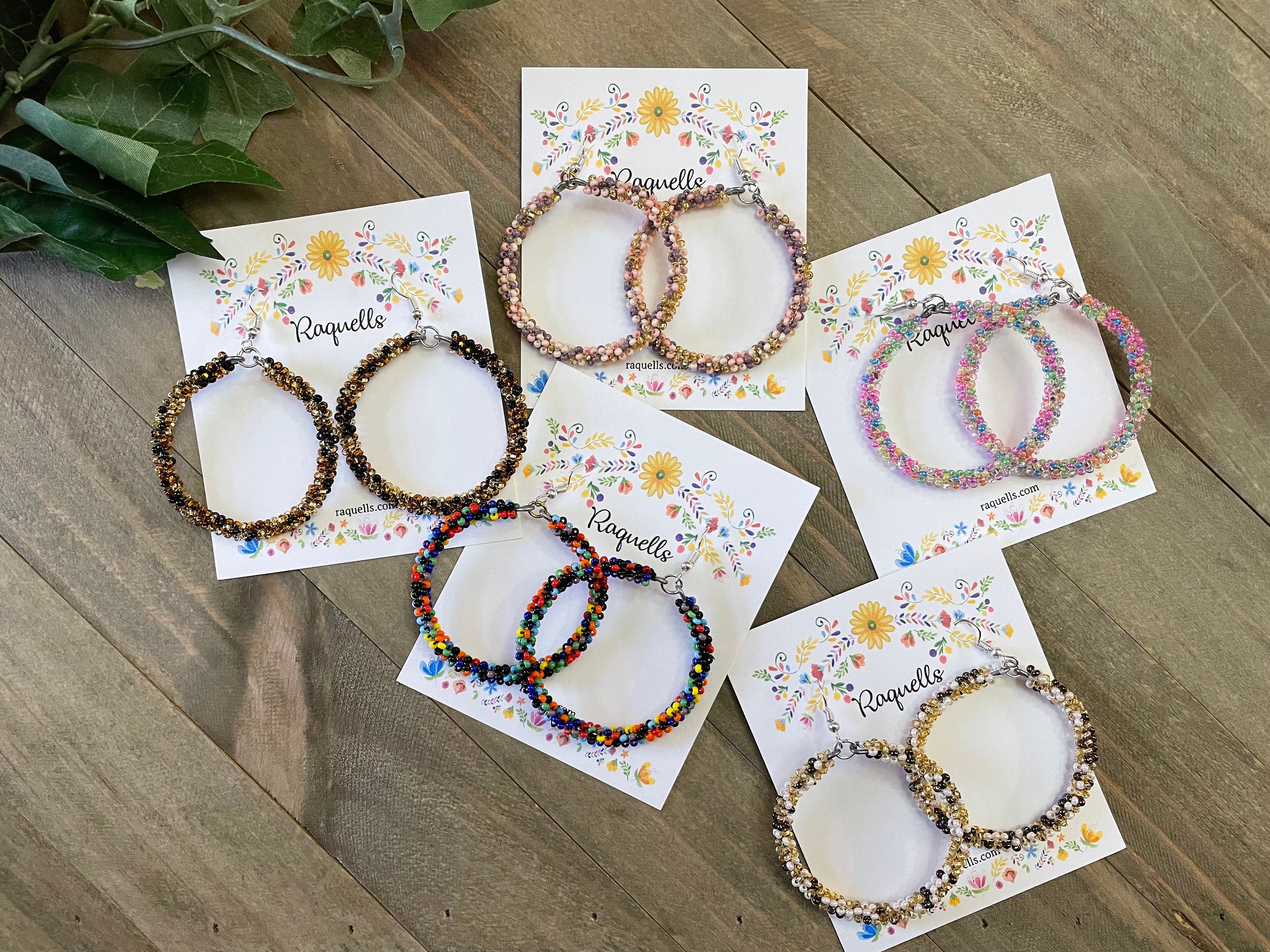 Image of Beautiful Hand Beaded Artisanal Earrings - Beaded Earrings From Chiapas, Mexico