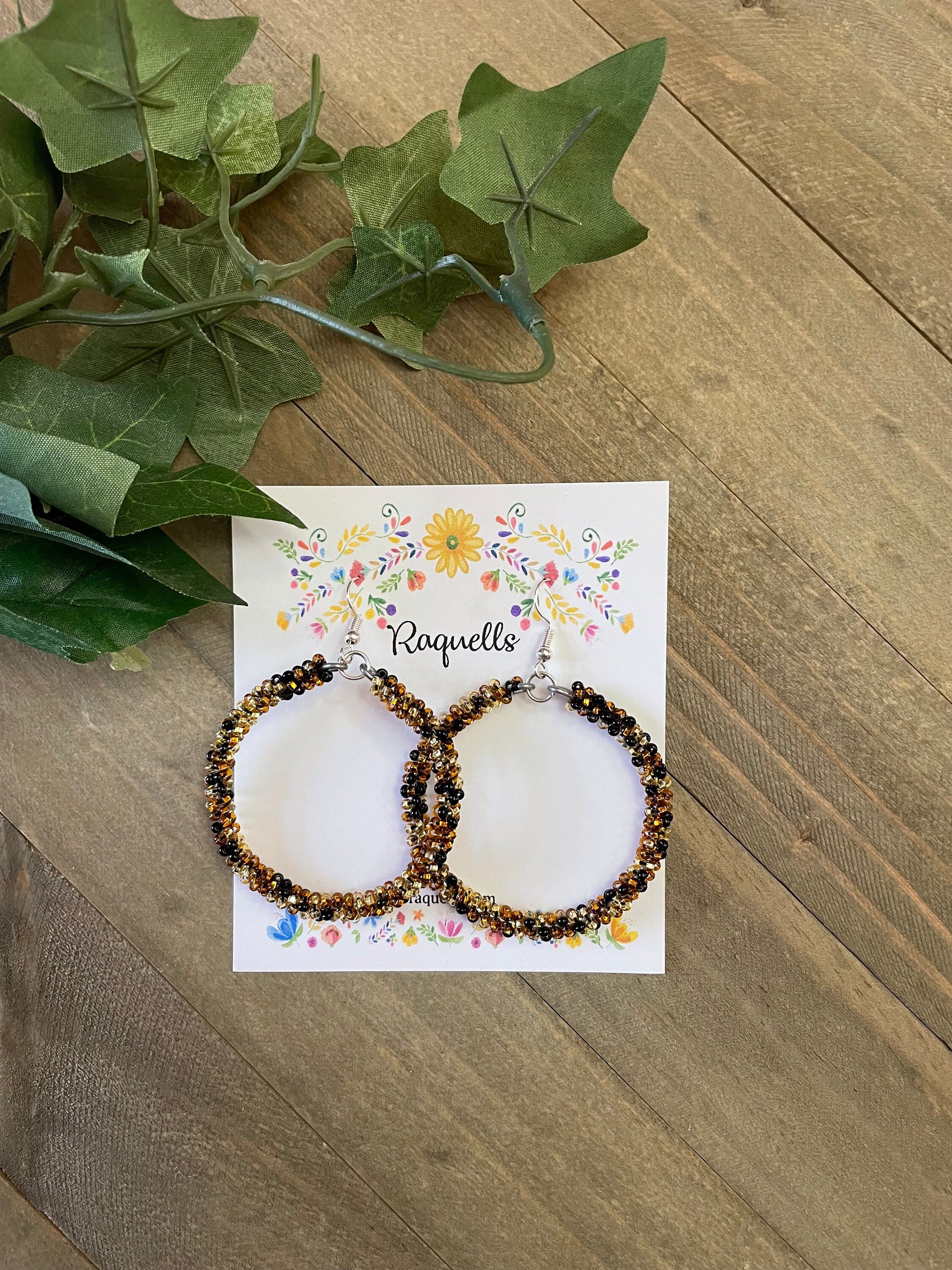 Image of Beautiful Hand Beaded Artisanal Earrings - Beaded Earrings From Chiapas, Mexico