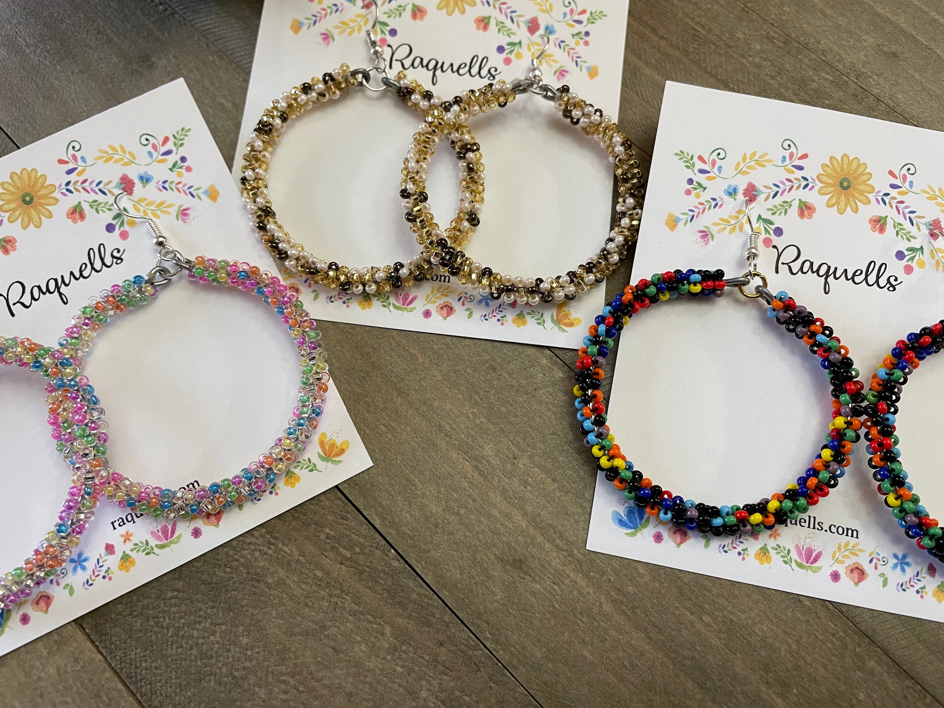 Image of Beautiful Hand Beaded Artisanal Earrings - Beaded Earrings From Chiapas, Mexico