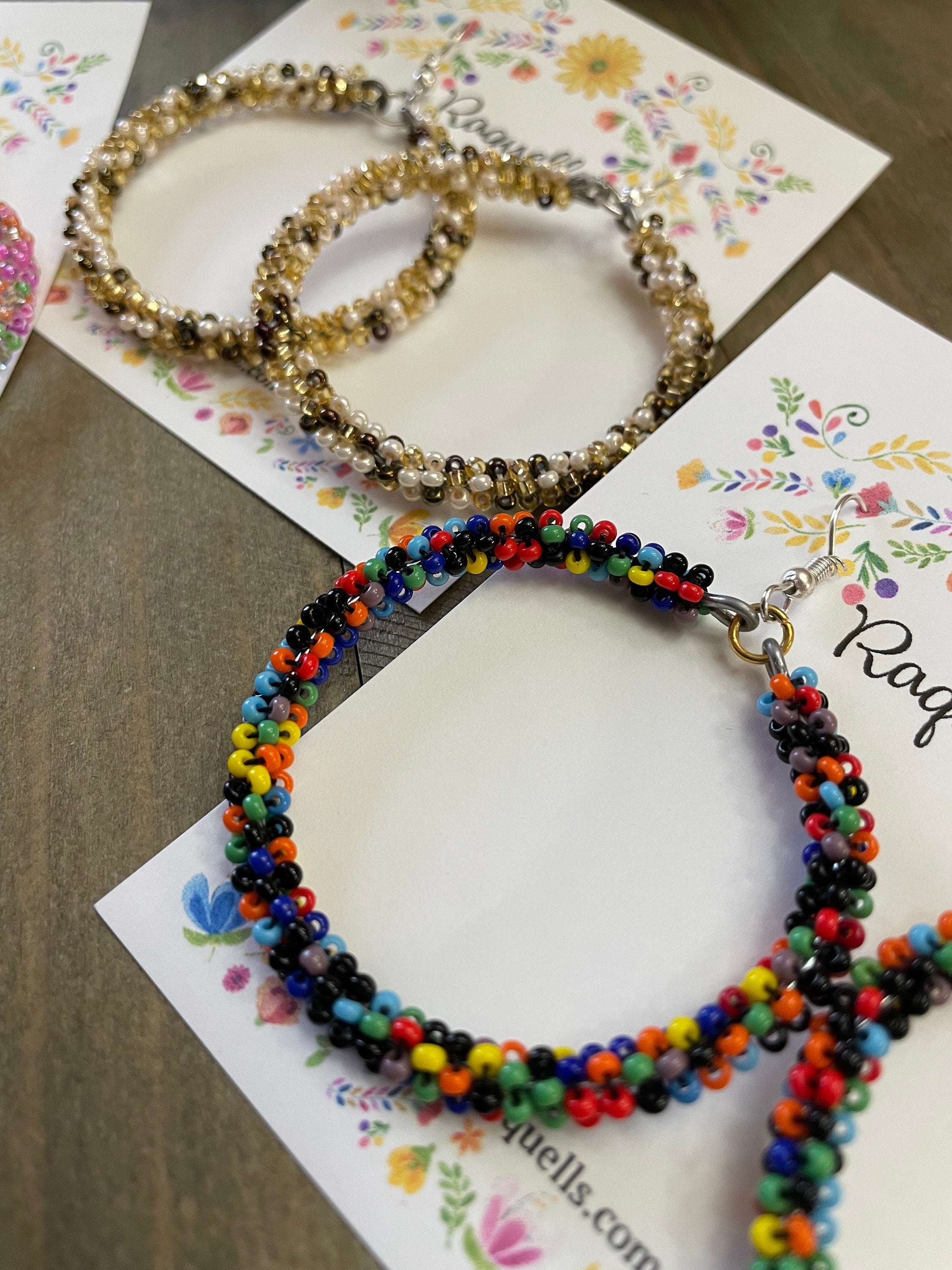 Image of Beautiful Hand Beaded Artisanal Earrings - Beaded Earrings From Chiapas, Mexico