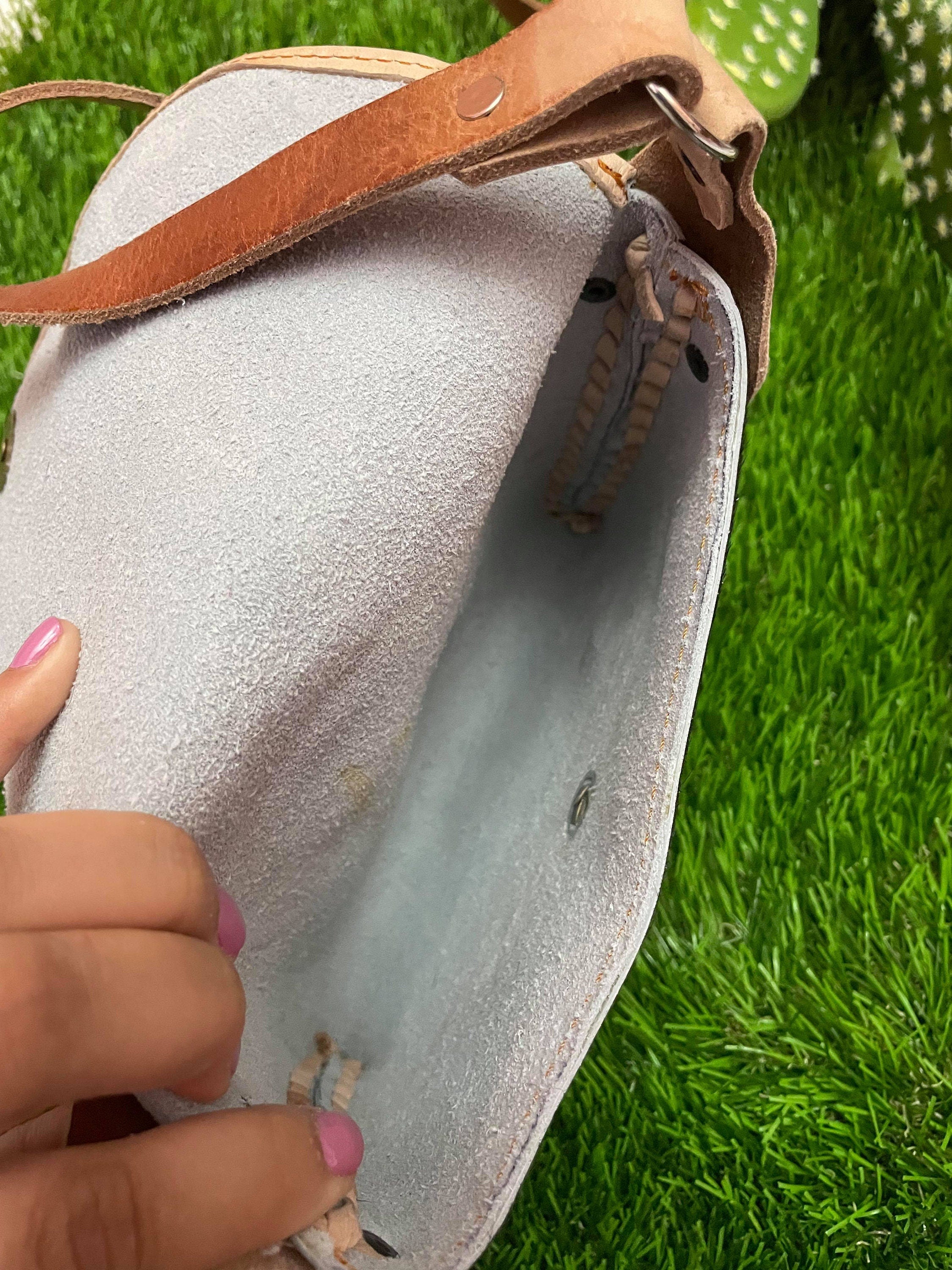 Image of Handmade Cow Hide Crossbody Bag - Artisan Made Messenger Bag