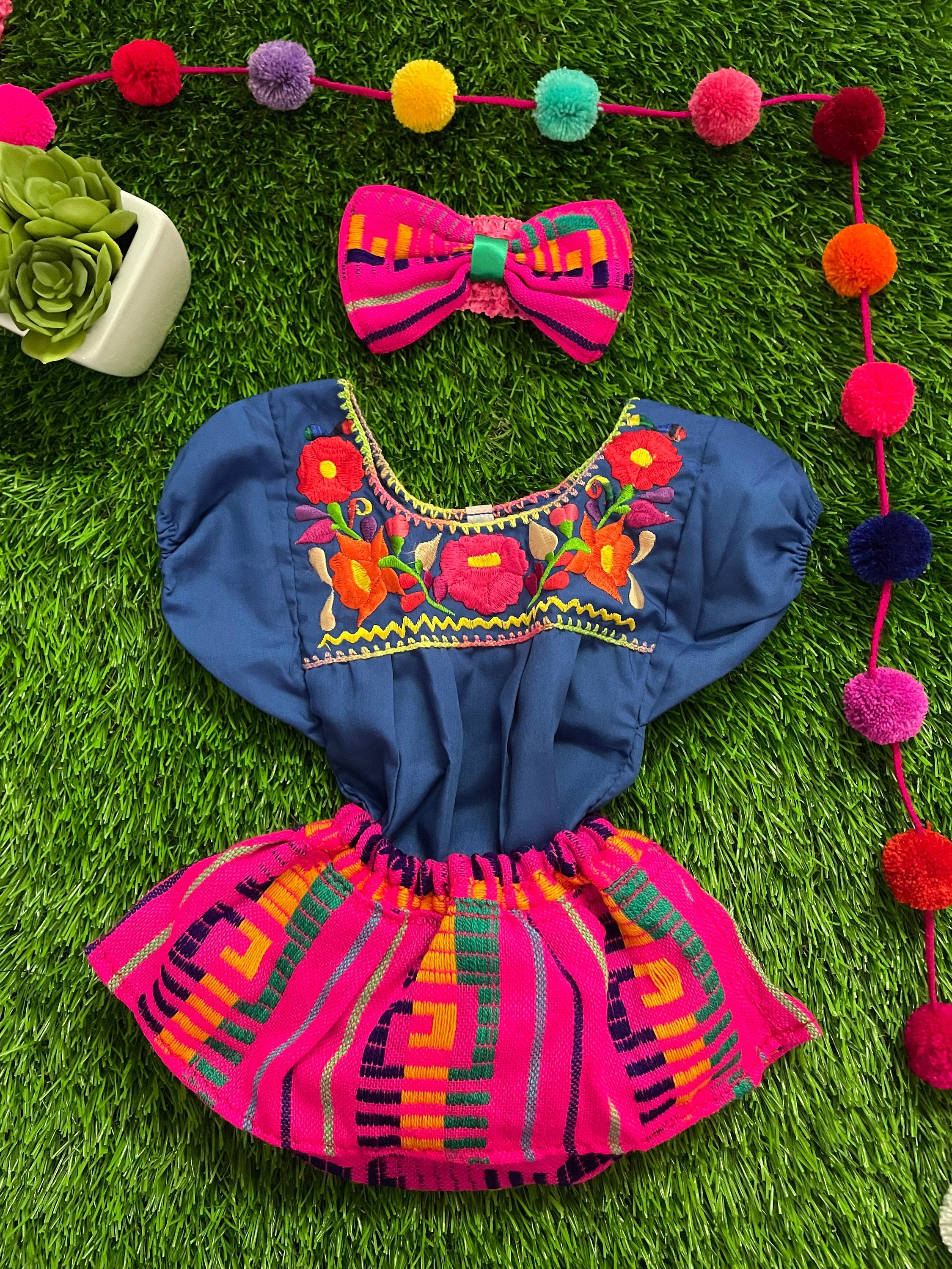 Image of 0-3 Months Baby Sarape Bloomers, 3 piece Outfit w/Hairbow, blouse is included