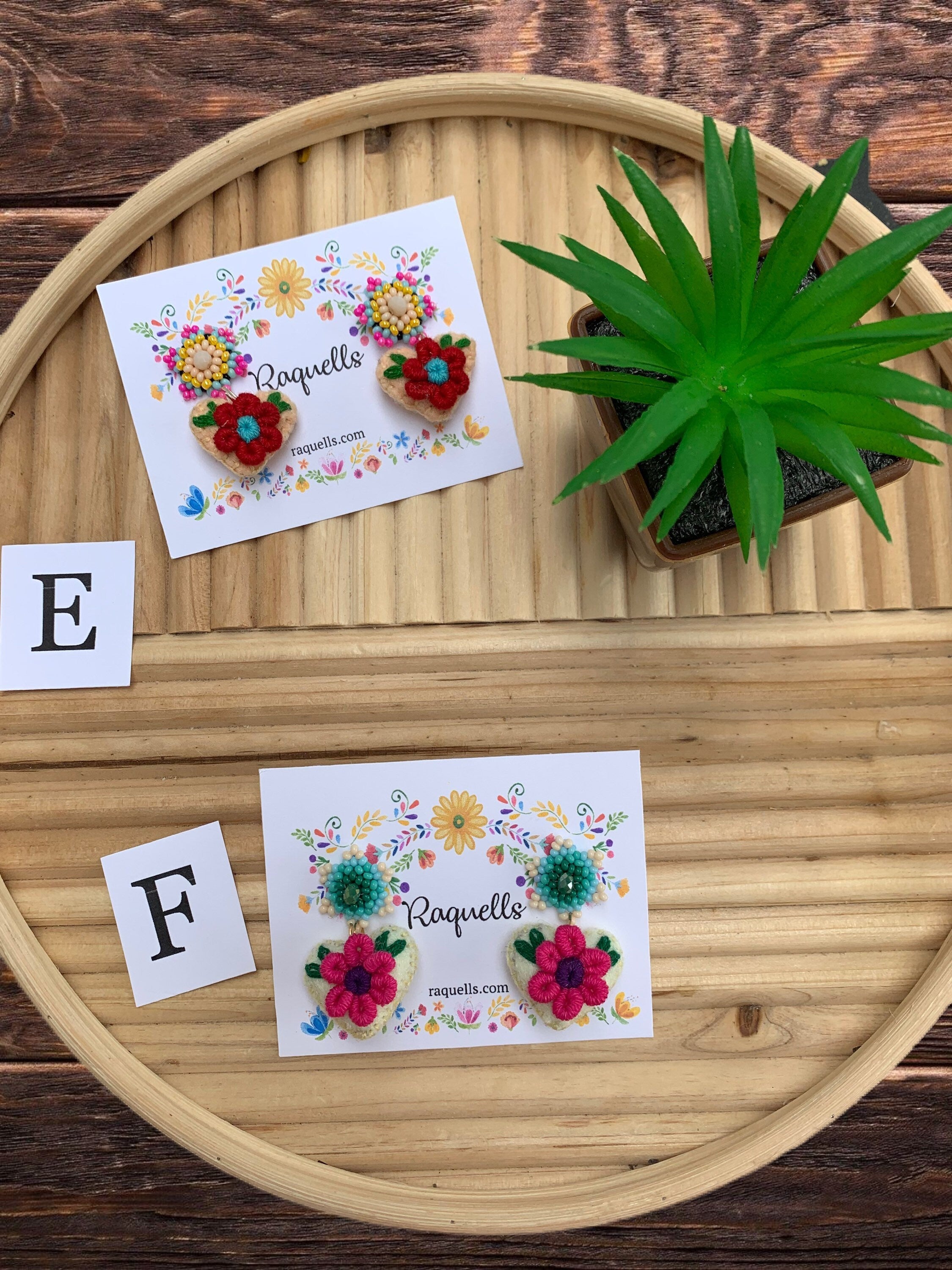 Image of Beautiful Handmade Heart Earrings - Artisan Made - Felt Earrings