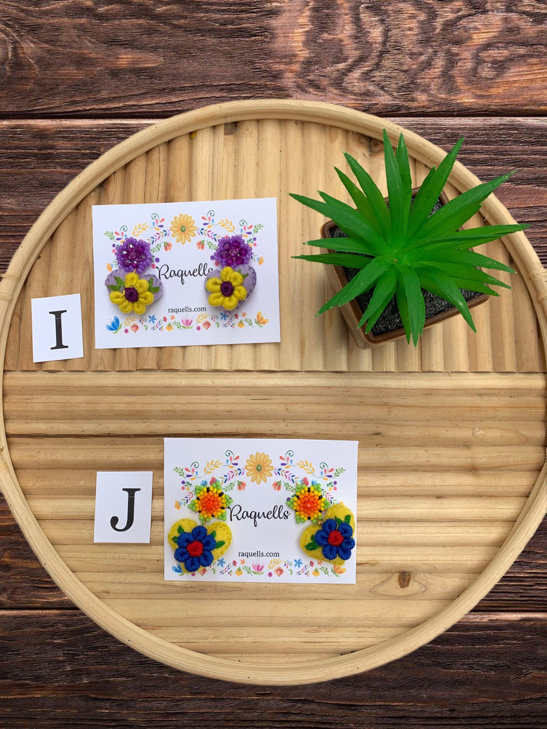 Image of Beautiful Handmade Heart Earrings - Artisan Made - Felt Earrings