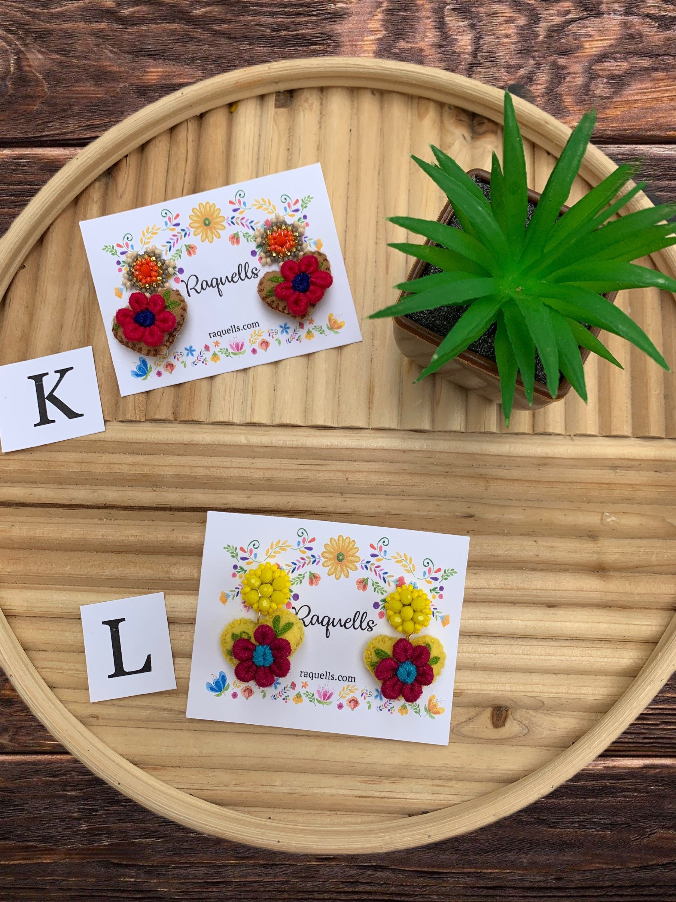 Image of Beautiful Handmade Heart Earrings - Artisan Made - Felt Earrings