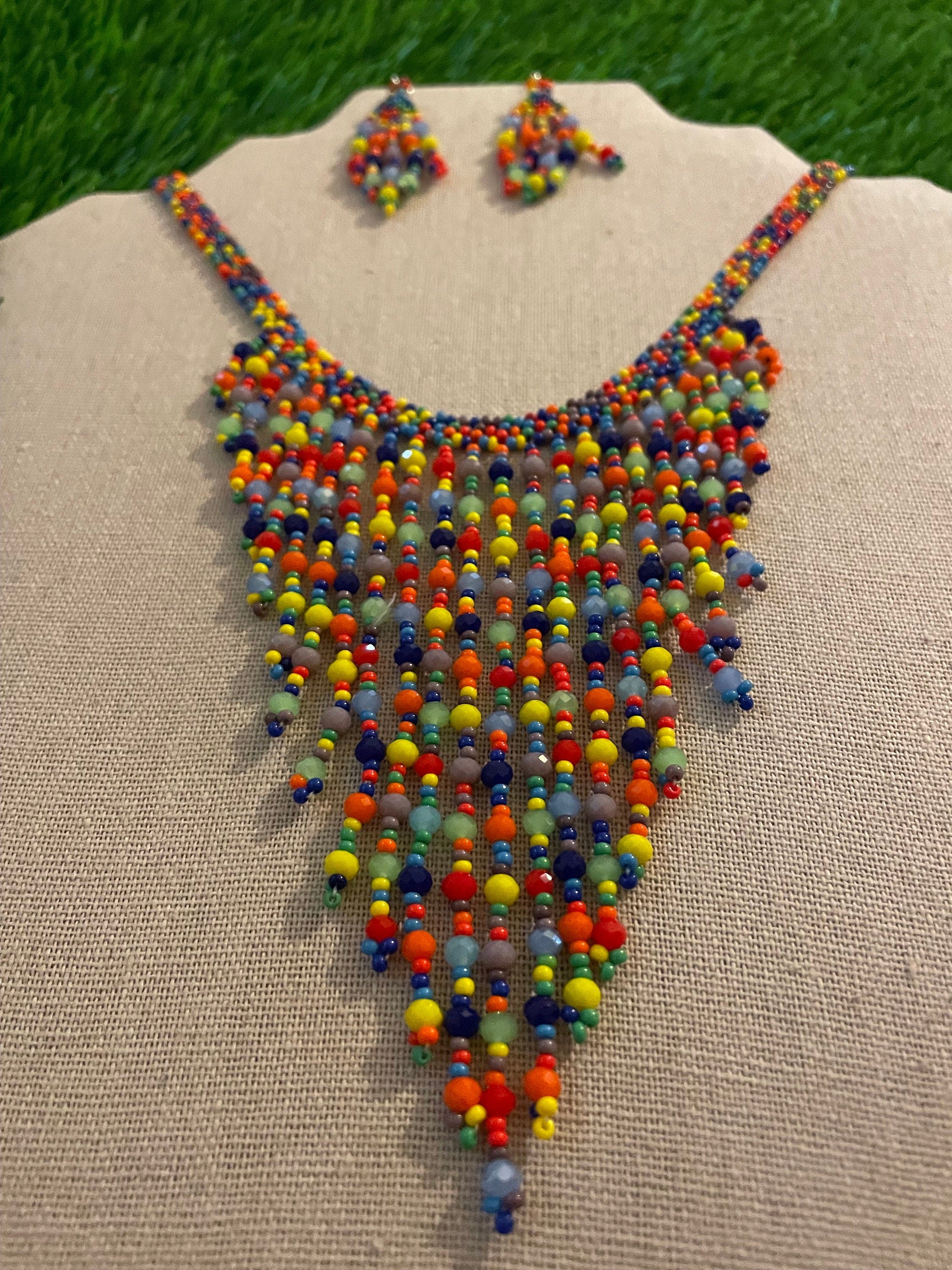 Image of Beautiful Artisanal Mexican Beaded Jewelry Set - 3 Piece Set - Made by our Chiapas Artisan Partners