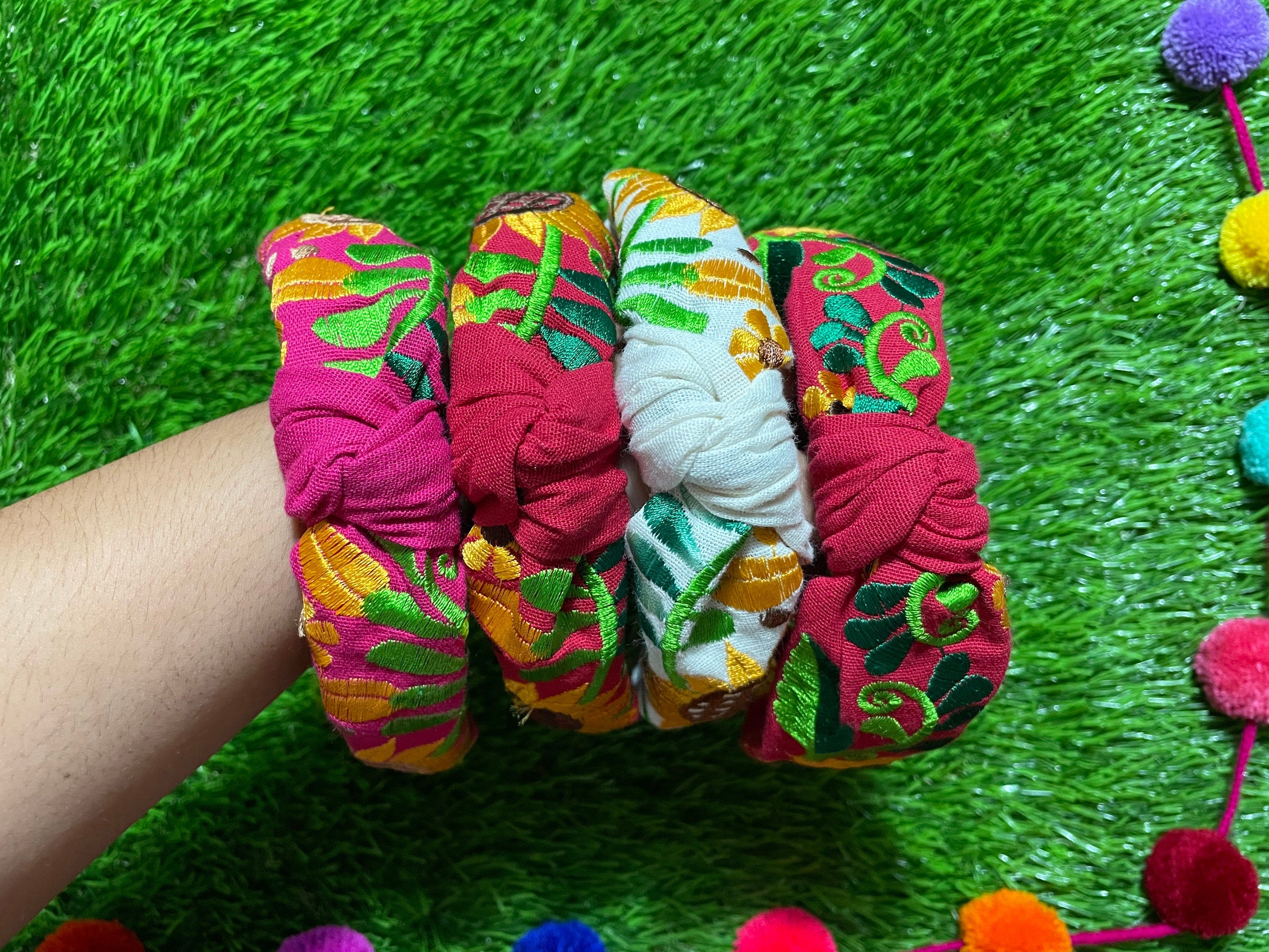 Image of Hand Embroidered Sunflower Headbands - Artisanal Headbands - Handcrafted Headbands - B