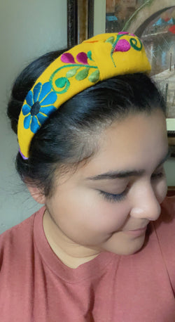 Image of Hand Embroidered Sunflower Headbands - Artisanal Headbands - Handcrafted Headbands