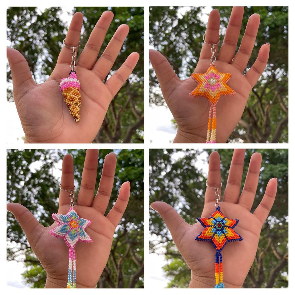 Handmade Beaded Keychains - Artisan Made Keychains - Hand Beaded Keychains