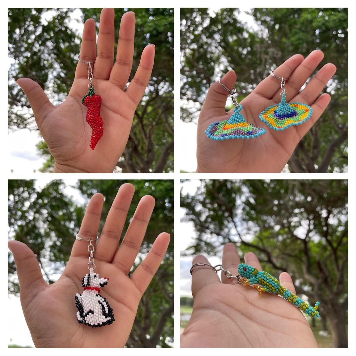 Image of Handmade Beaded Keychains - Artisan Made Keychains - Hand Beaded Keychains