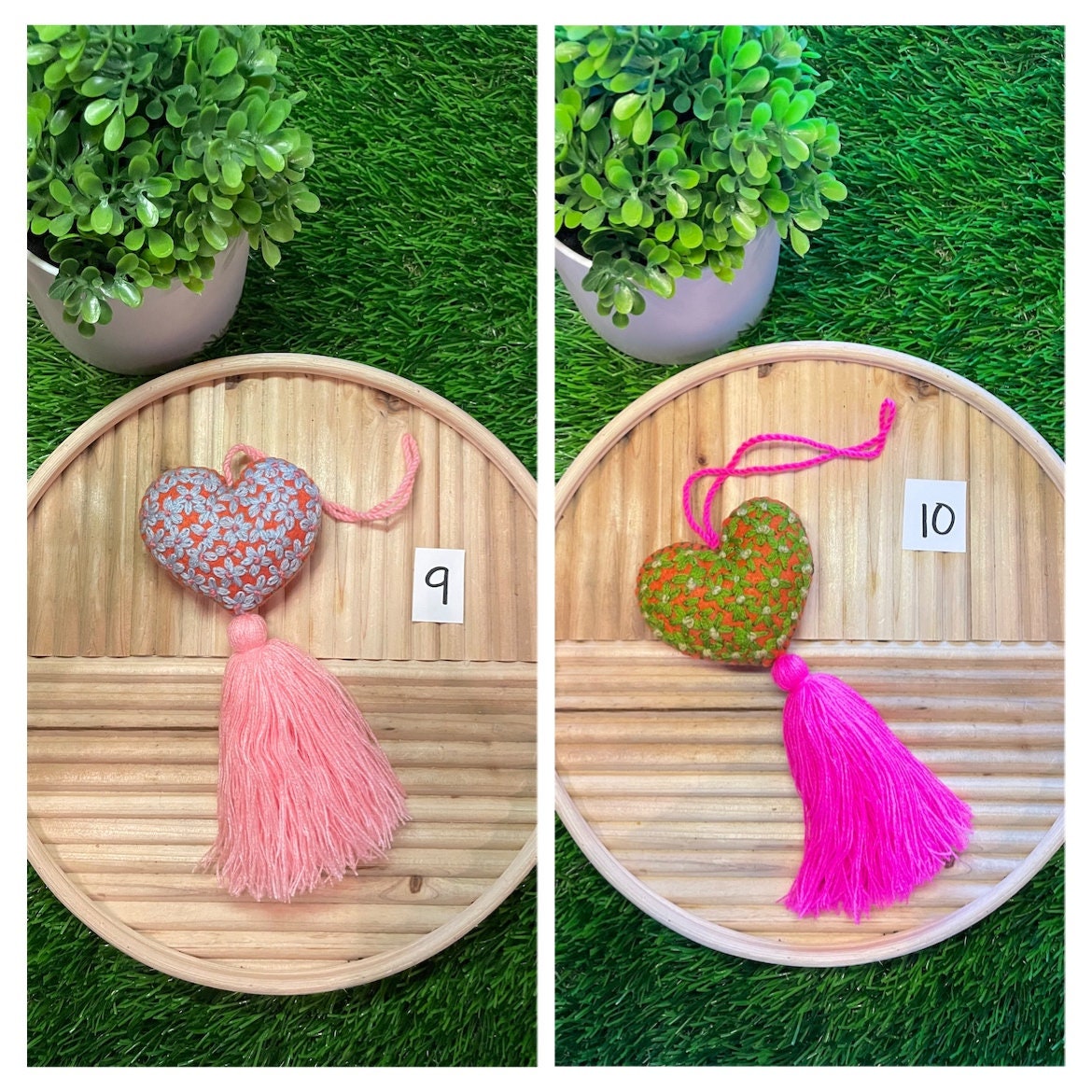 Image of Charming Heart Tassel Decor - Handcrafted Car Charms - Artisan Made - Autism Awareness Gift