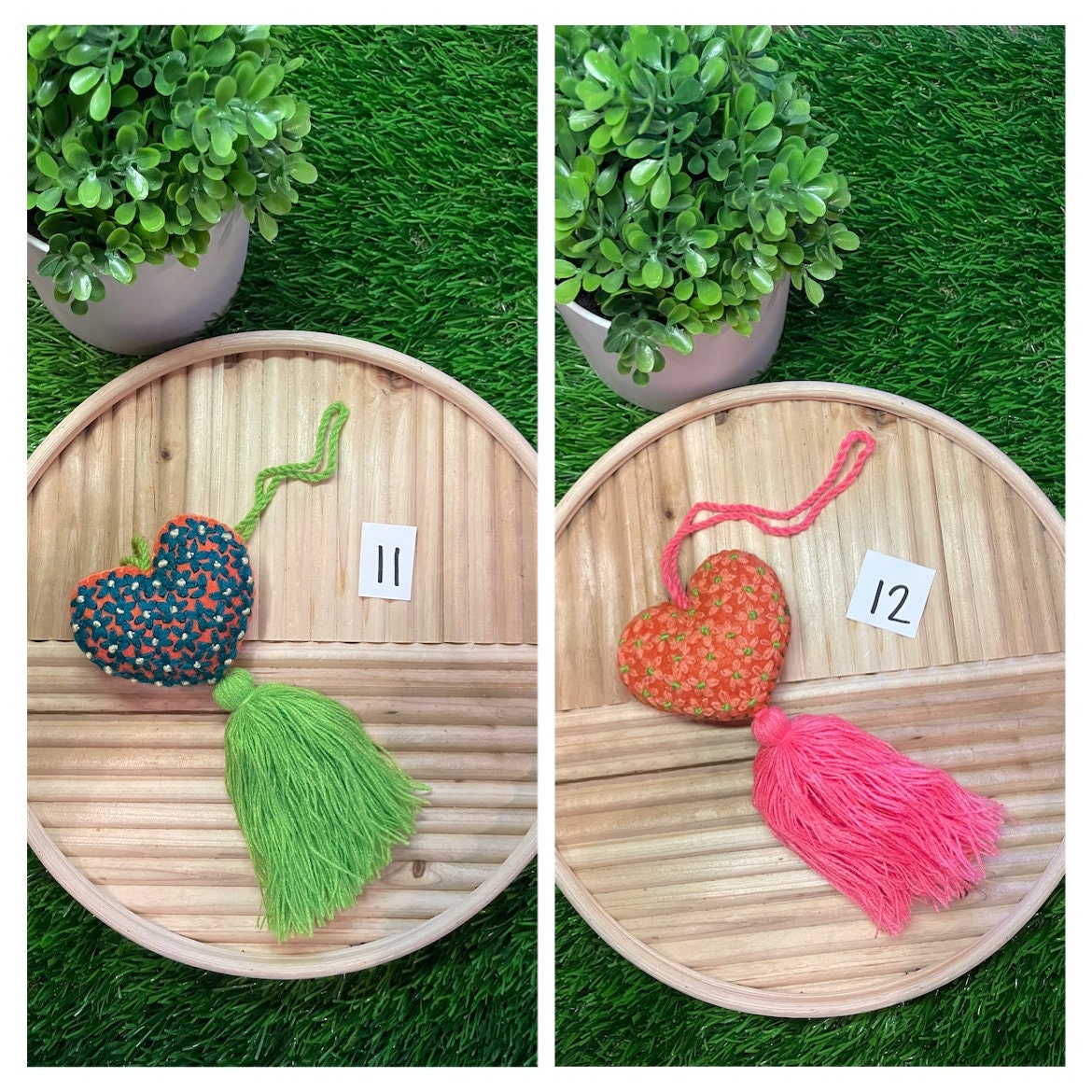 Image of Charming Heart Tassel Decor - Handcrafted Car Charms - Artisan Made - Autism Awareness Gift