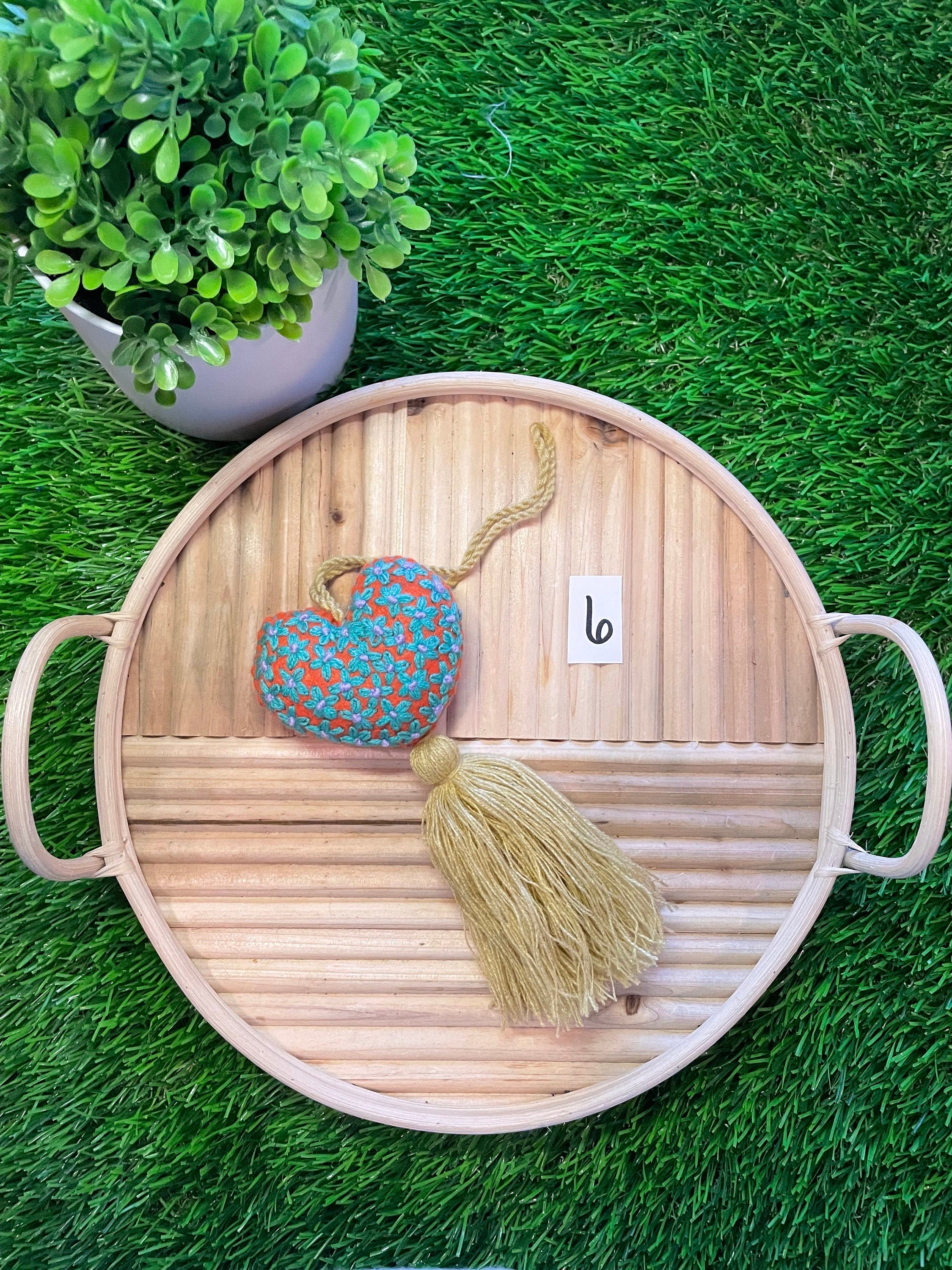 Image of Charming Heart Tassel Decor - Handcrafted Car Charms - Artisan Made - Autism Awareness Gift