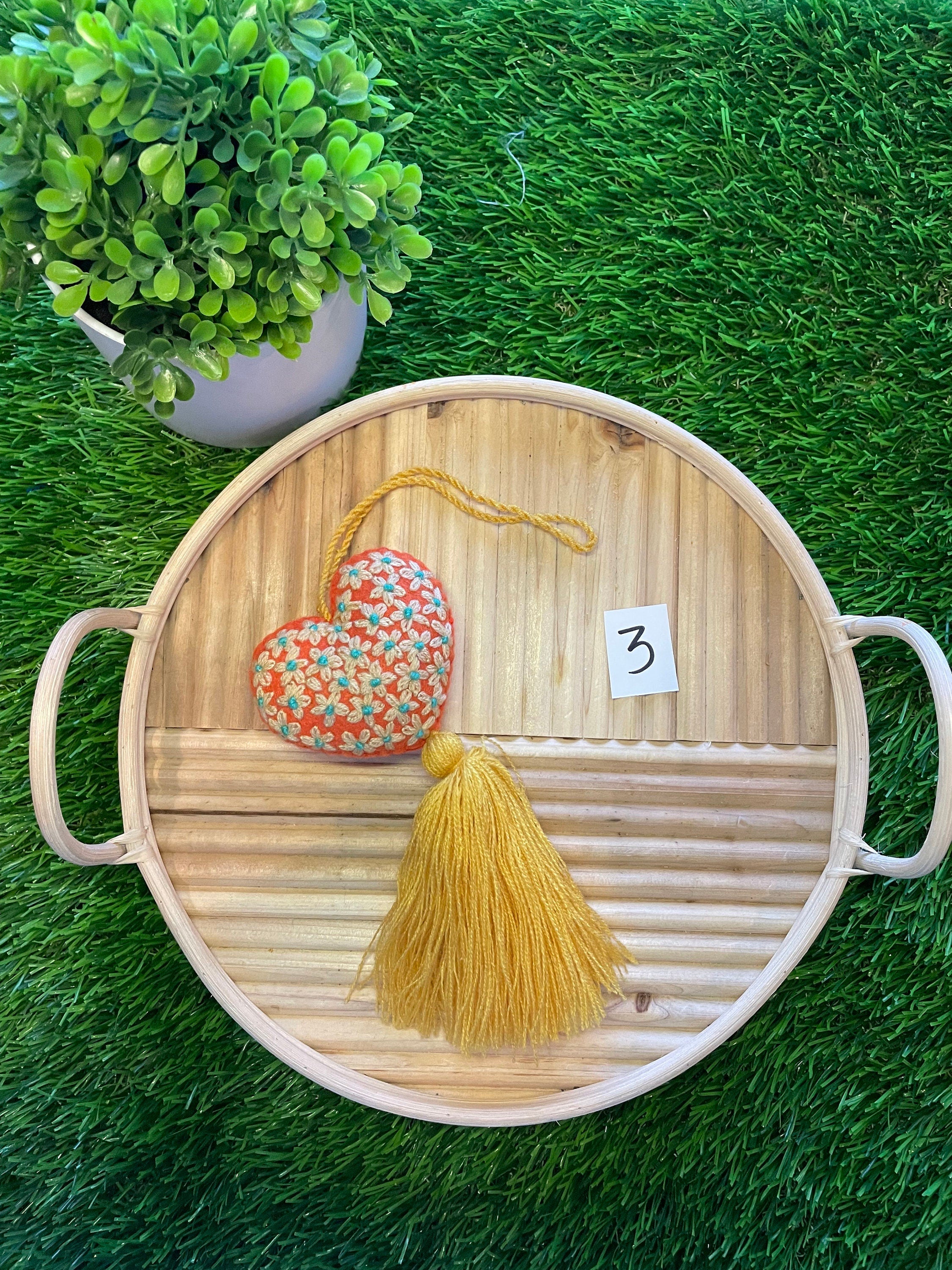 Image of Charming Heart Tassel Decor - Handcrafted Car Charms - Artisan Made - Autism Awareness Gift