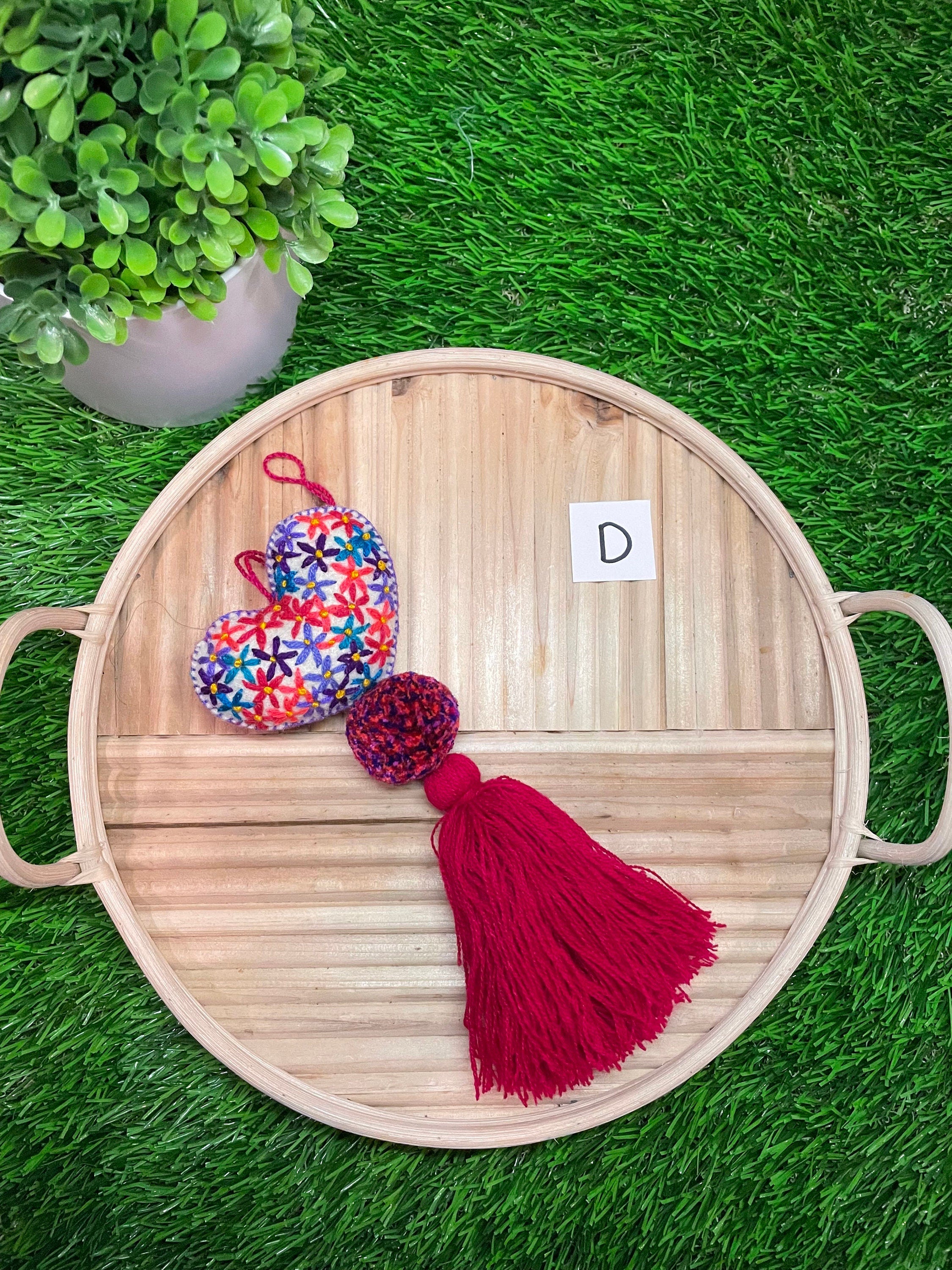 Autism Inspired Heart Tassel Charms - Handmade Car Decor - Unique Ornament Charms - Artisan Crafted