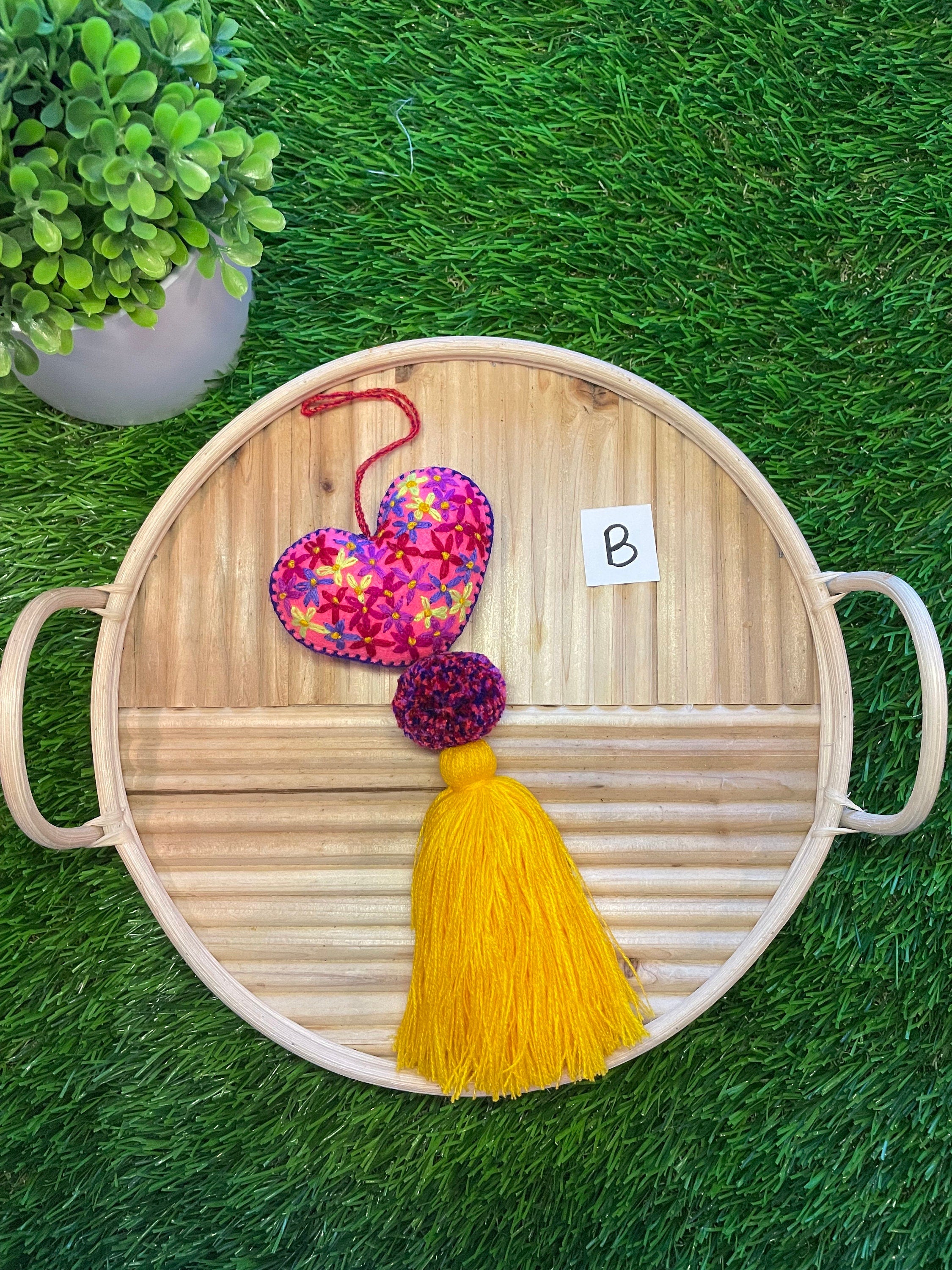 Autism Inspired Heart Tassel Charms - Handmade Car Decor - Unique Ornament Charms - Artisan Crafted