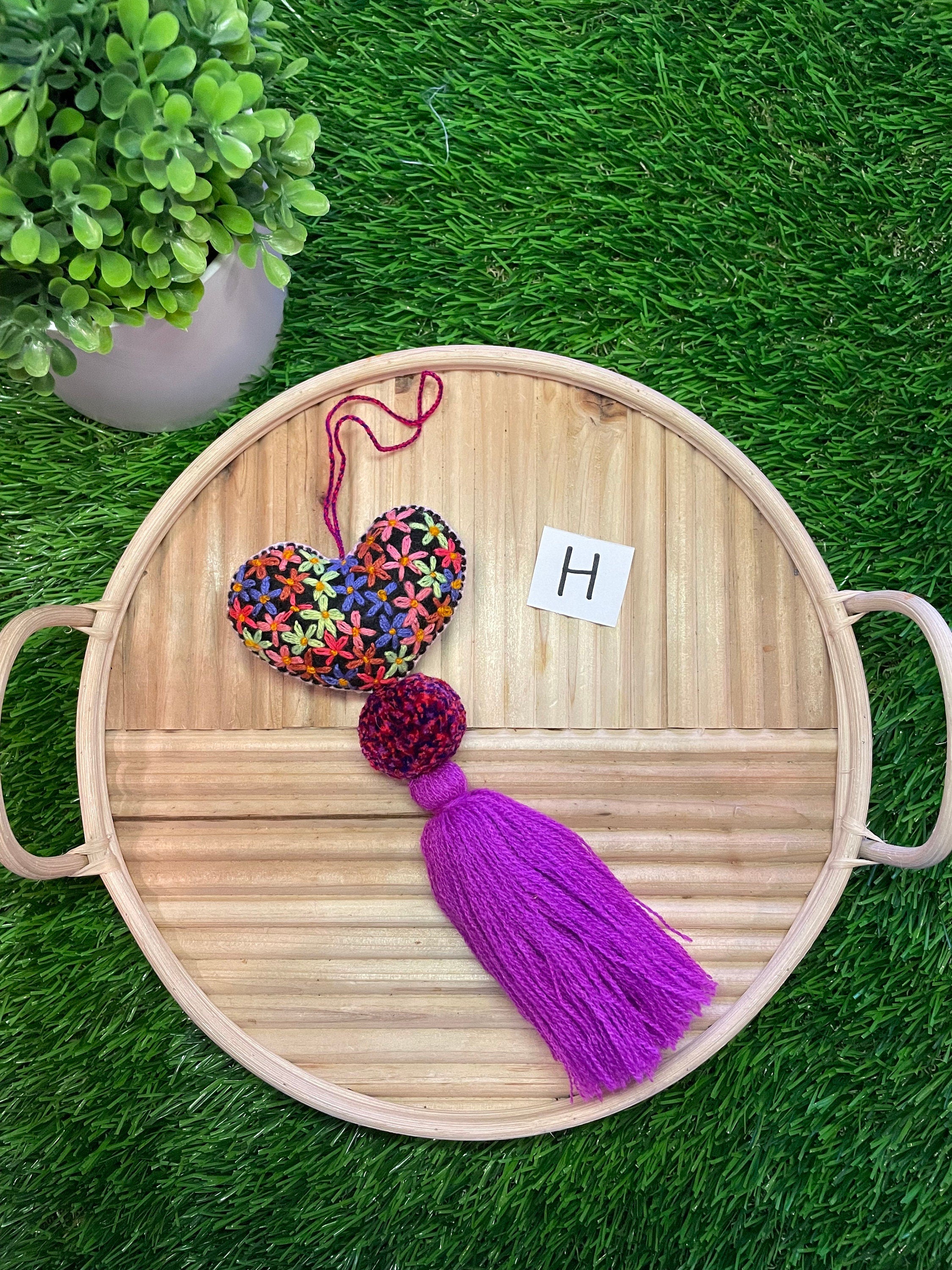 Autism Inspired Heart Tassel Charms - Handmade Car Decor - Unique Ornament Charms - Artisan Crafted