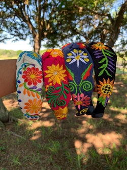 Image of Hand Embroidered Floral Headbands - Artisanal Headbands - Handcrafted Headbands from Chiapas, Mexico