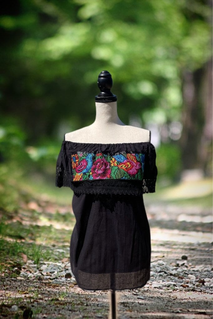 Image of Loose Fit Mexican Embroidered Blouse - Artisan Made Blouse