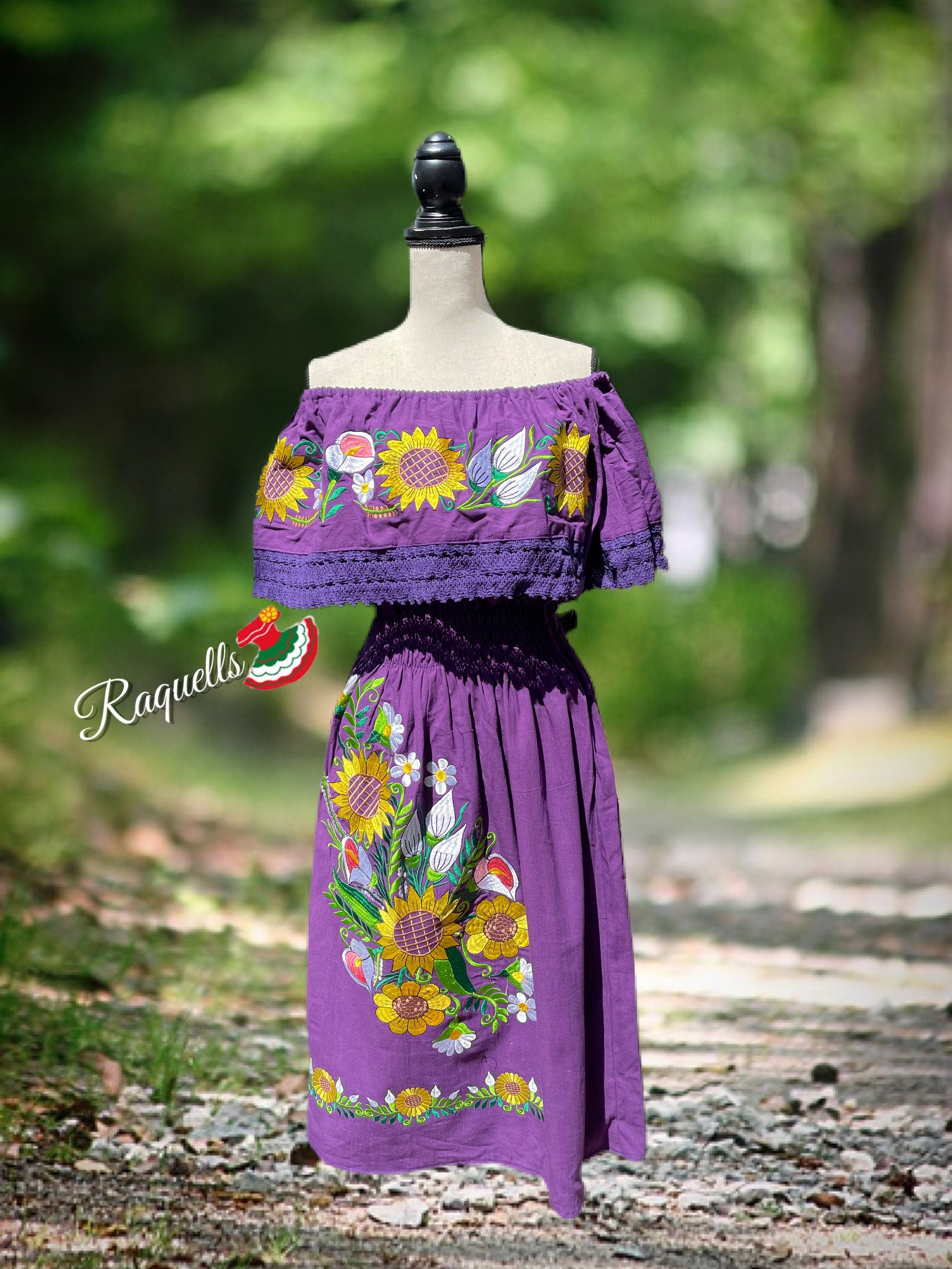 Image of Beautiful Artisan Embroidered Floral Dresses - Handmade Dresses - Mexican Dresses