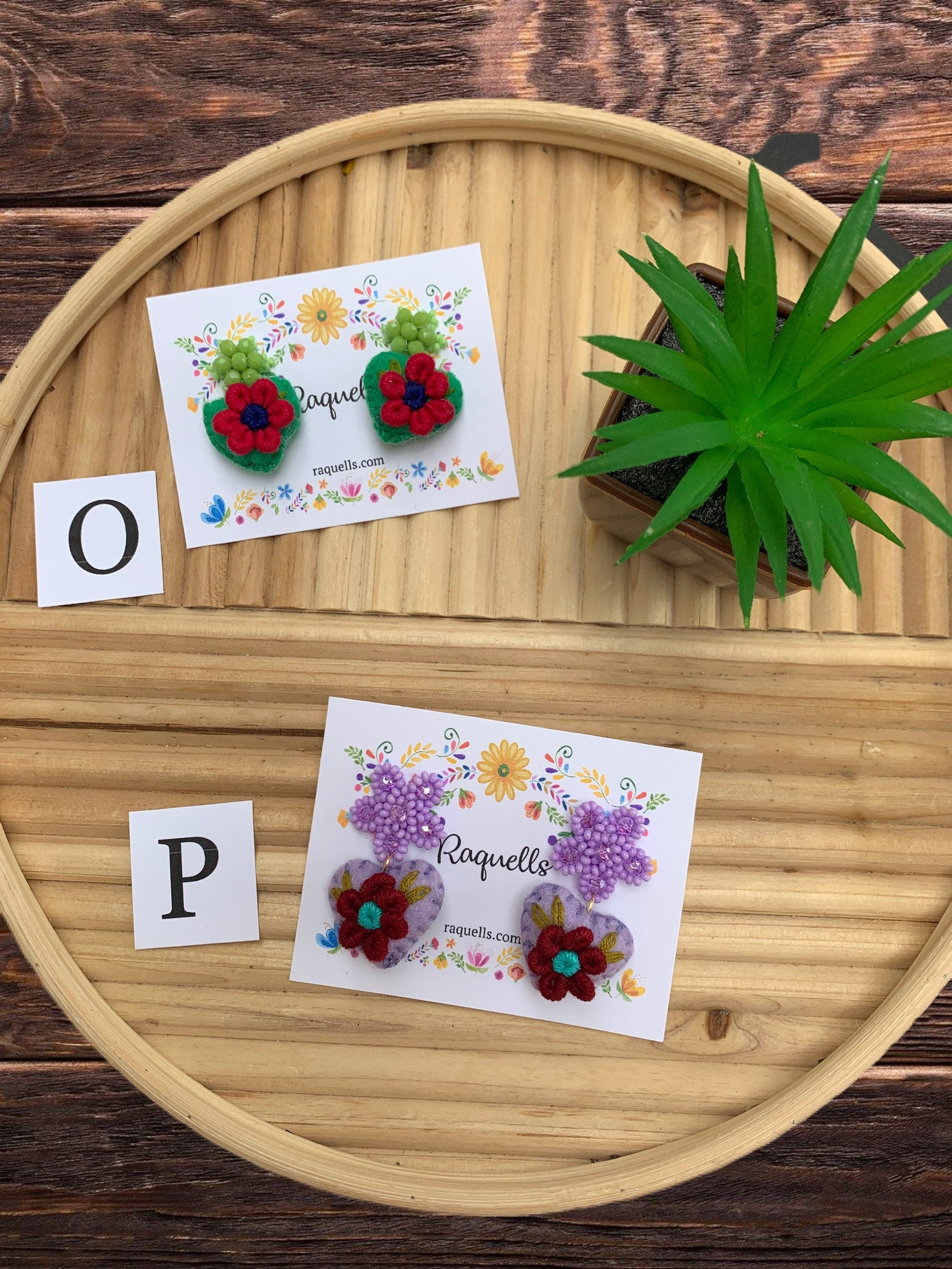 Image of Beautiful Handmade Heart Earrings - Artisan Made - Felt Earrings