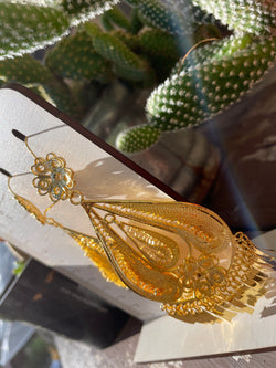 Image of Large Flower Teardrop - Traditional Mexican Artisanal Earrings - Beautiful Folkloric Earrings made by our Oaxaca Artisan Partners