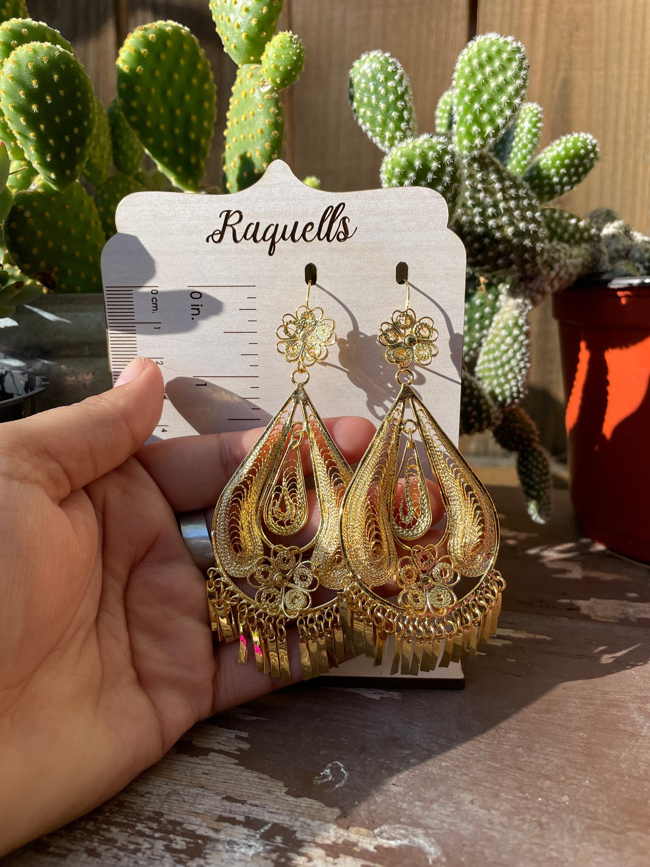 Large Flower Teardrop - Traditional Mexican Artisanal Earrings - Beautiful Folkloric Earrings made by our Oaxaca Artisan Partners