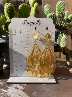 Image of Large Flower Teardrop - Traditional Mexican Artisanal Earrings - Beautiful Folkloric Earrings made by our Oaxaca Artisan Partners