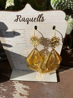 Image of Large Flower Teardrop - Traditional Mexican Artisanal Earrings - Beautiful Folkloric Earrings made by our Oaxaca Artisan Partners