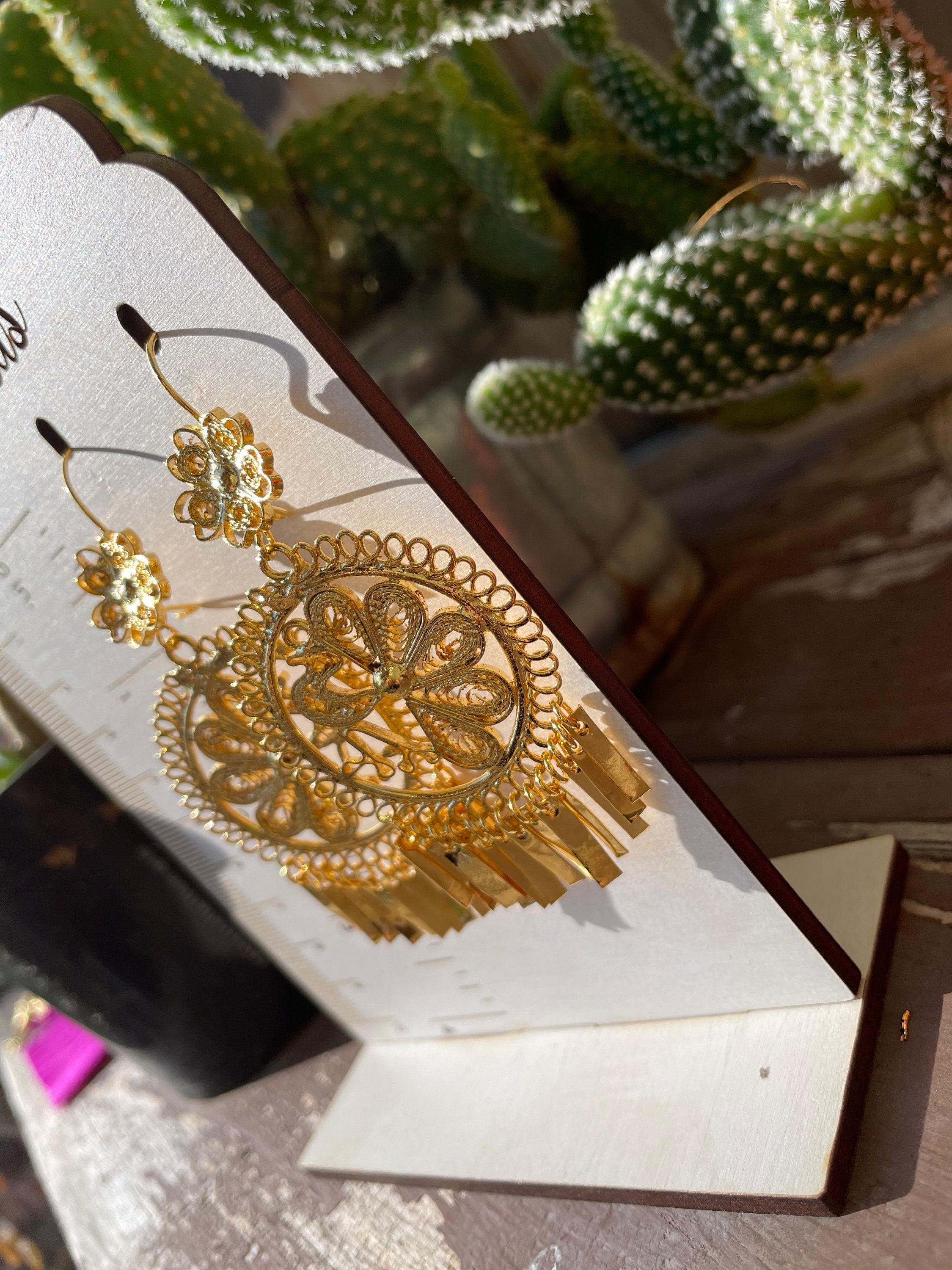 Image of Peacock Mexican Artisanal Earrings - Beautiful Folkloric Earrings made by our Oaxaca Artisan Partners