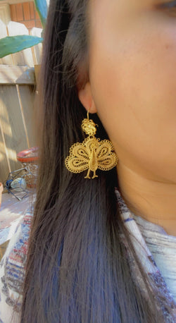 Image of Gorgeous Peacock Gold Plated Earrings