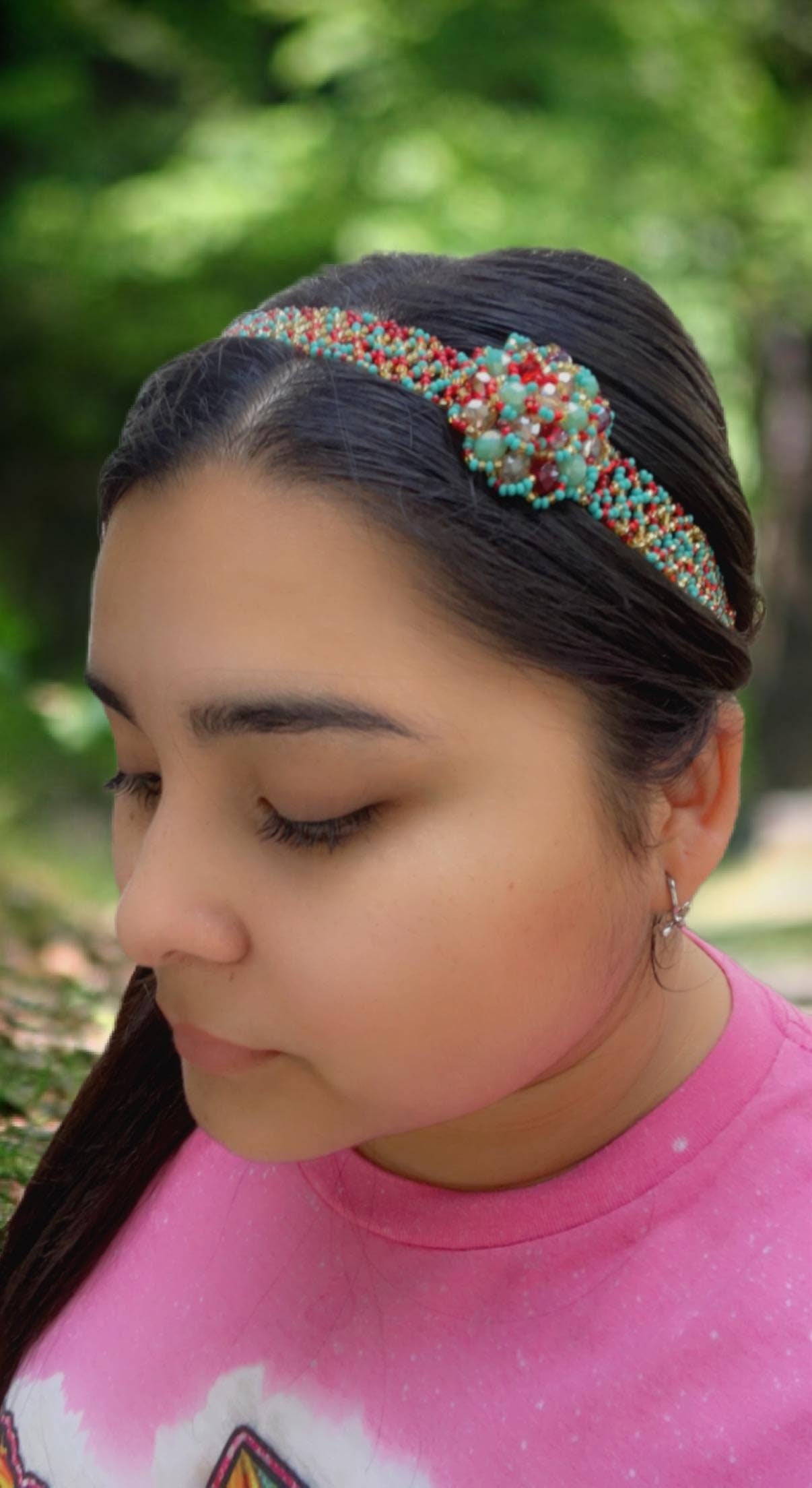 Image of Beautiful Hand Beaded Artisanal Headbands - Artisan Made Headbands - Elastic Headbands - Handmade Headbands