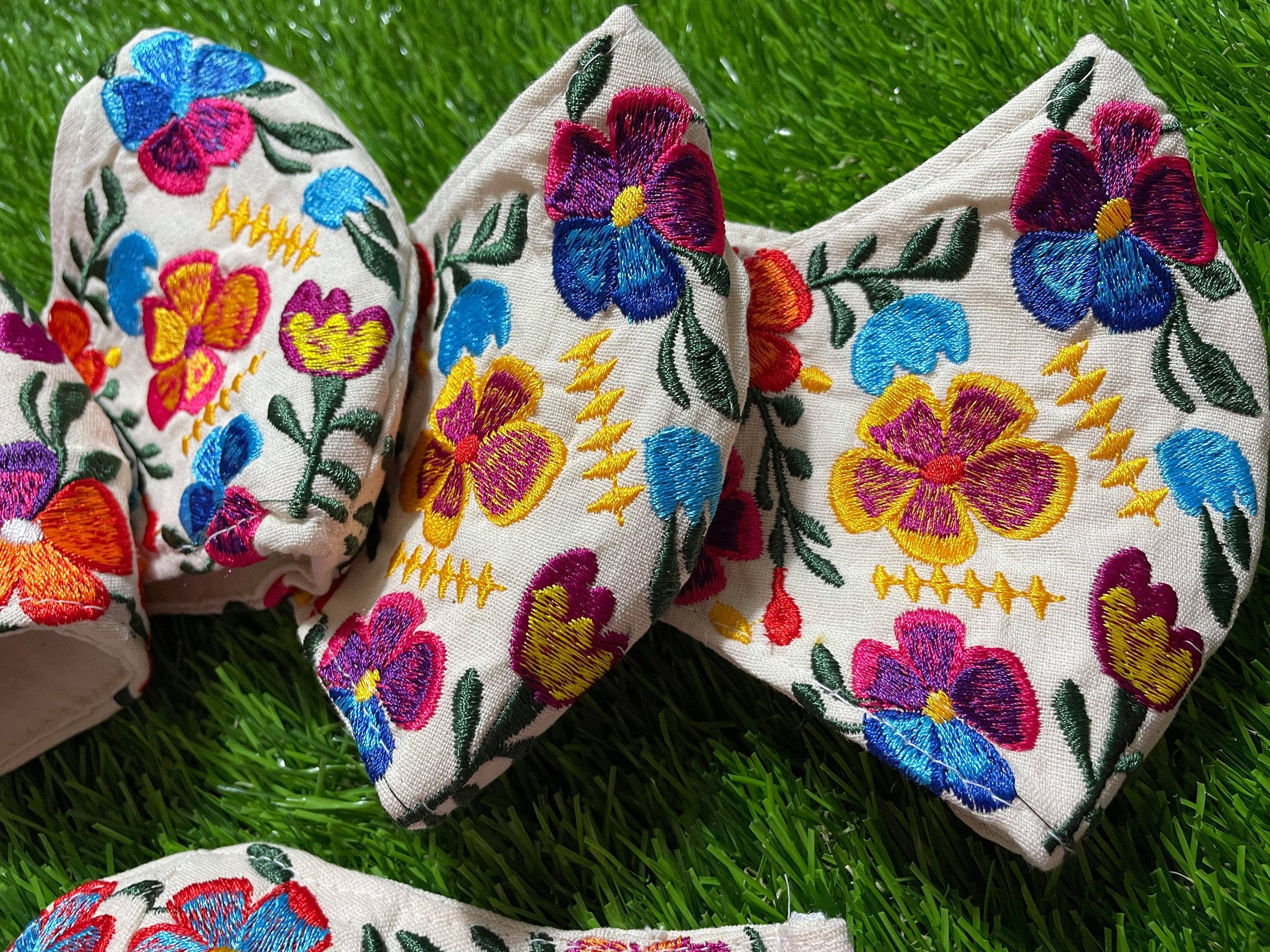 Black Mexican Floral Mask - Embroidered Face Mask