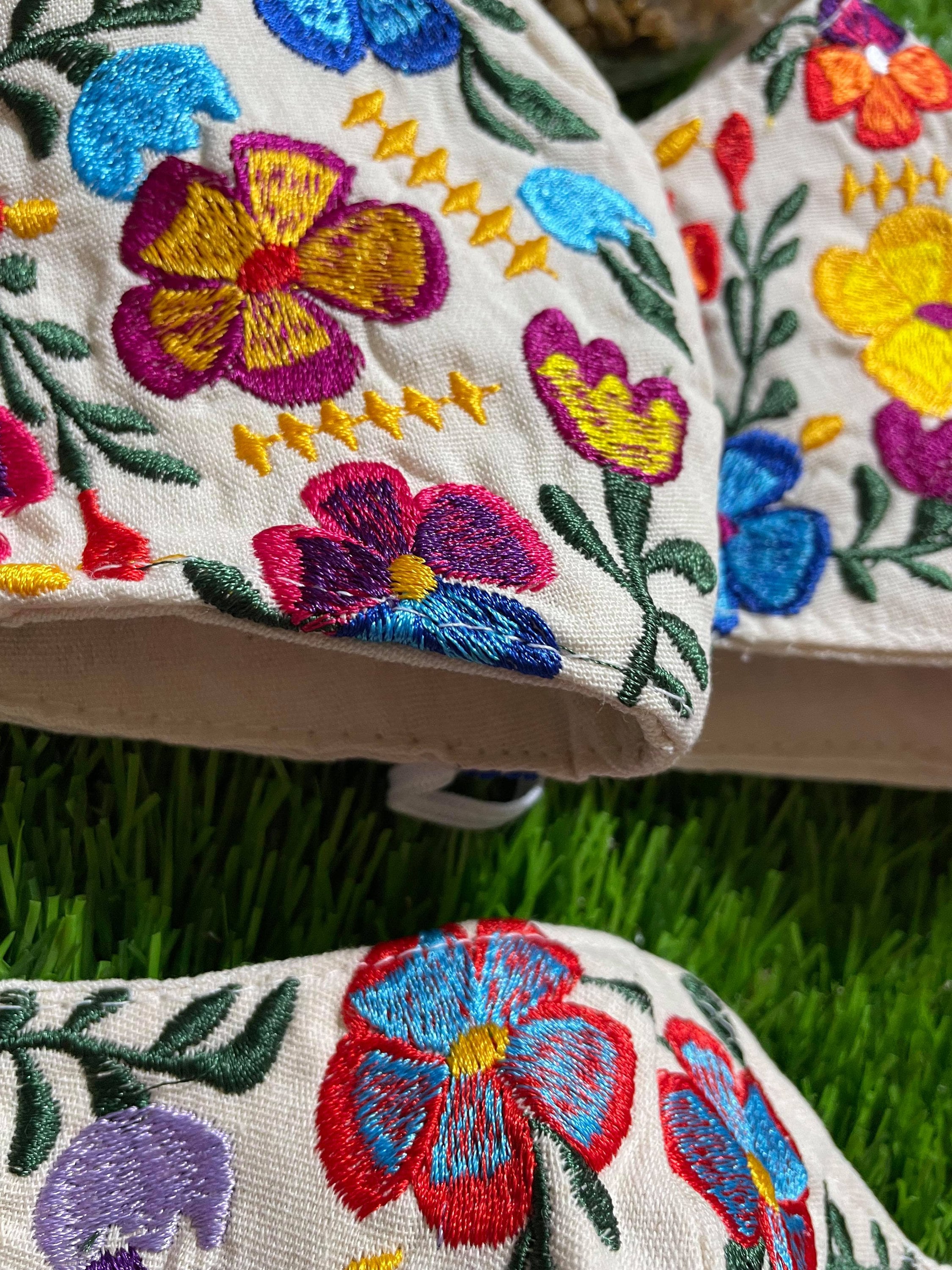 Image of Black Mexican Floral Mask - Embroidered Face Mask