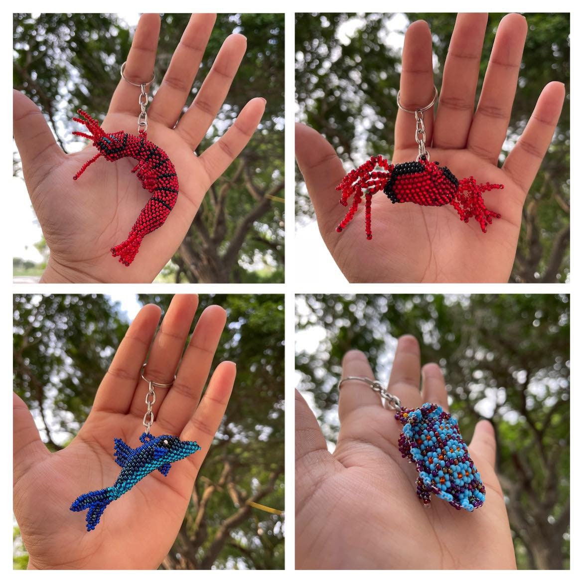 Image of Handmade Beaded Keychains - Artisan Made Keychains - Hand Beaded Keychains