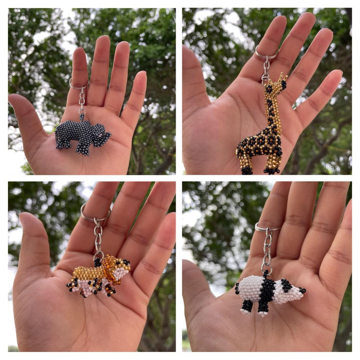 Image of Handmade Beaded Keychains - Artisan Made Keychains - Hand Beaded Keychains