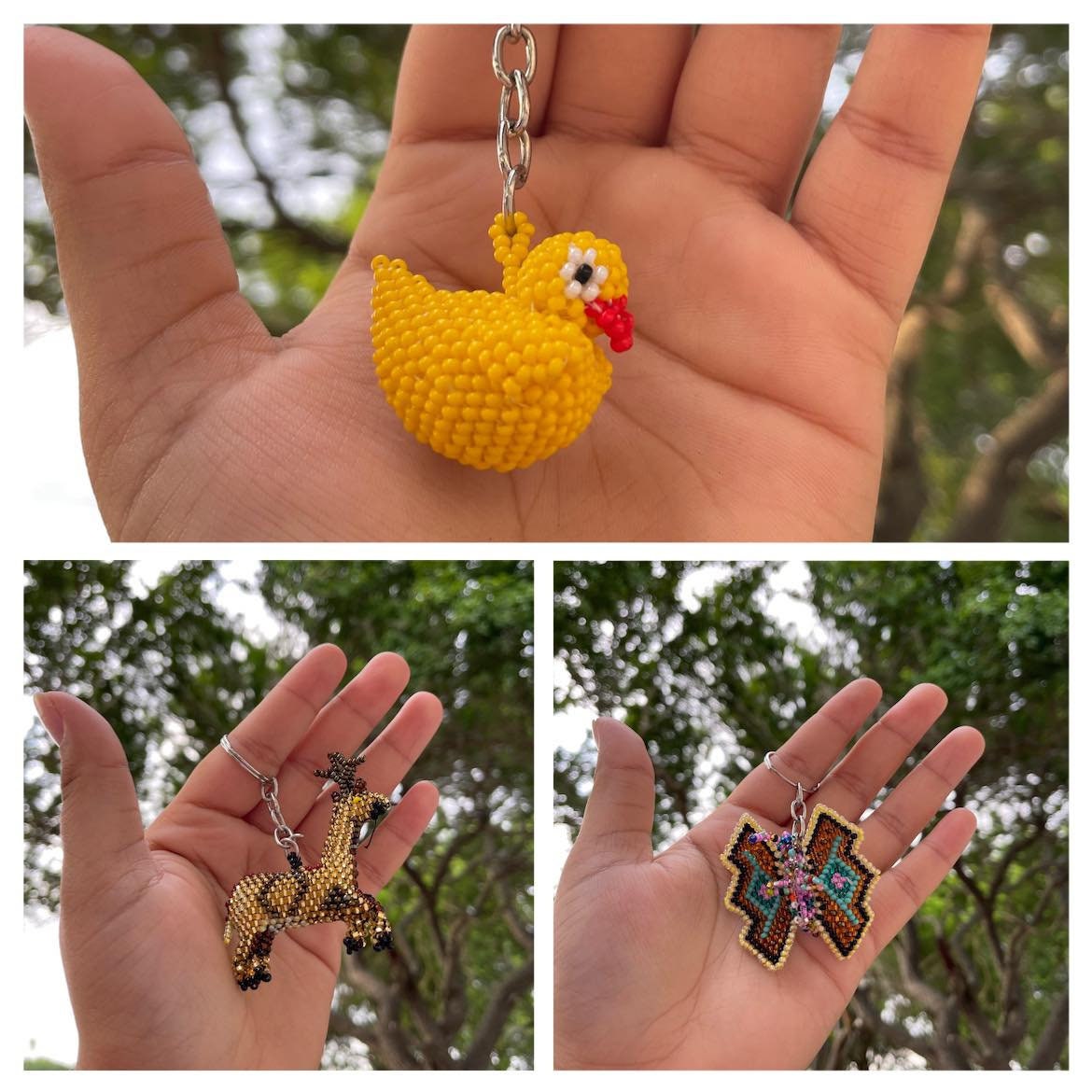 Image of Handmade Beaded Keychains - Artisan Made Keychains - Hand Beaded Keychains