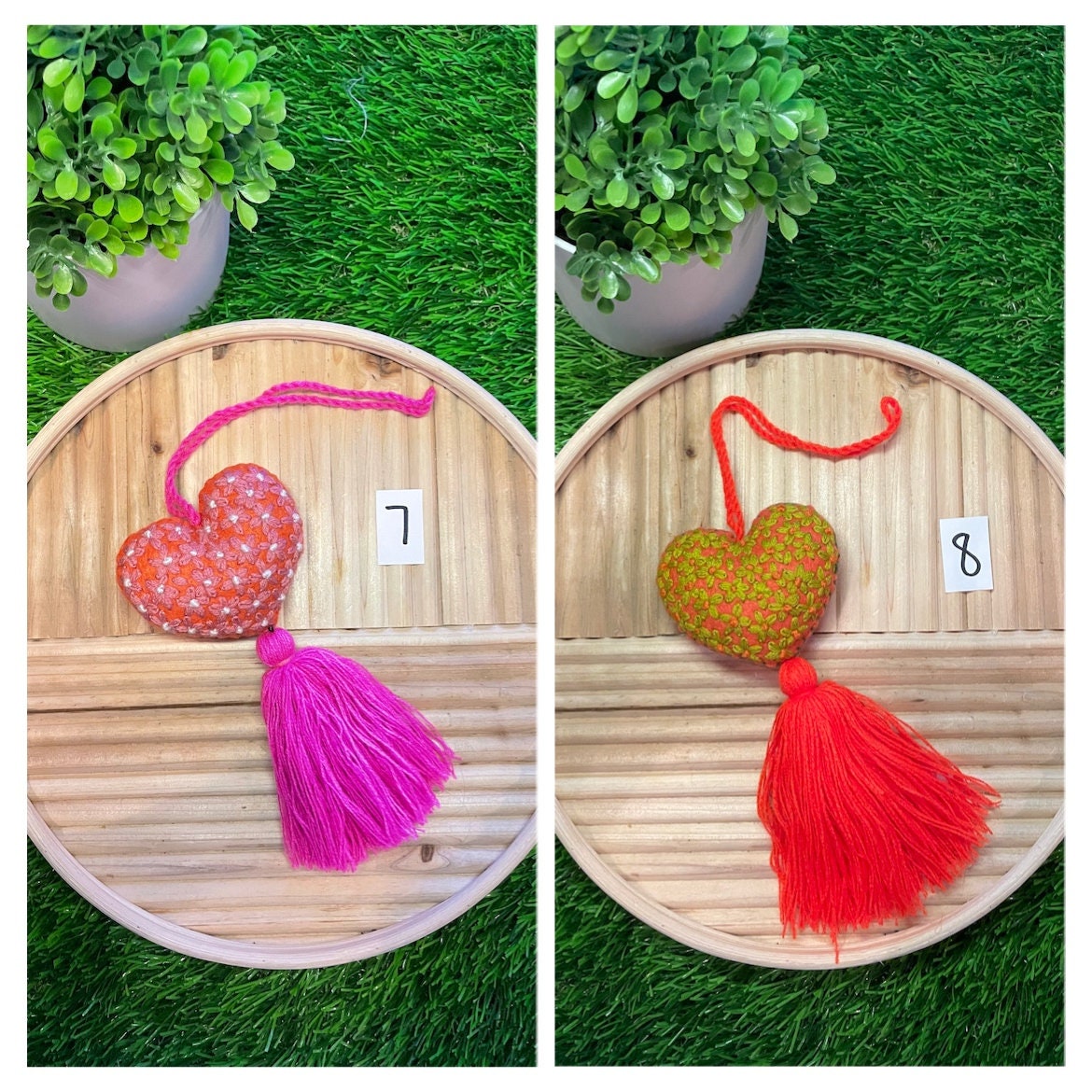 Image of Charming Heart Tassel Decor - Handcrafted Car Charms - Artisan Made - Autism Awareness Gift