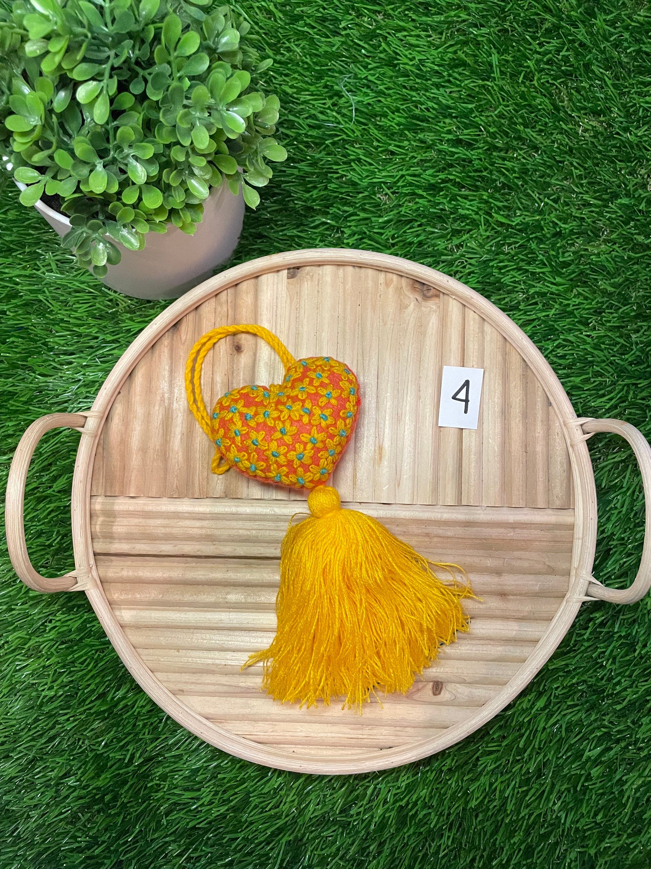 Image of Charming Heart Tassel Decor - Handcrafted Car Charms - Artisan Made - Autism Awareness Gift