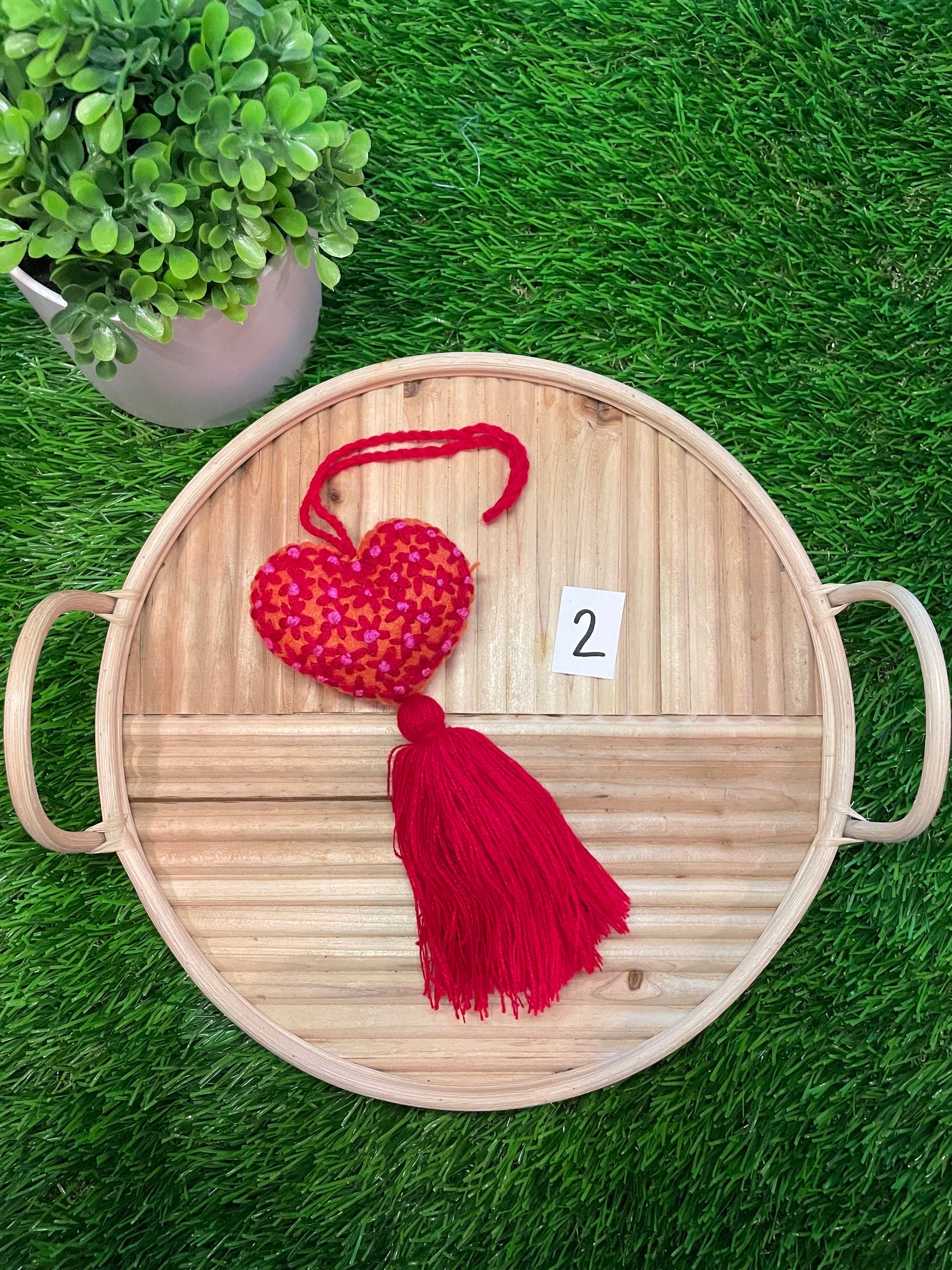 Image of Charming Heart Tassel Decor - Handcrafted Car Charms - Artisan Made - Autism Awareness Gift